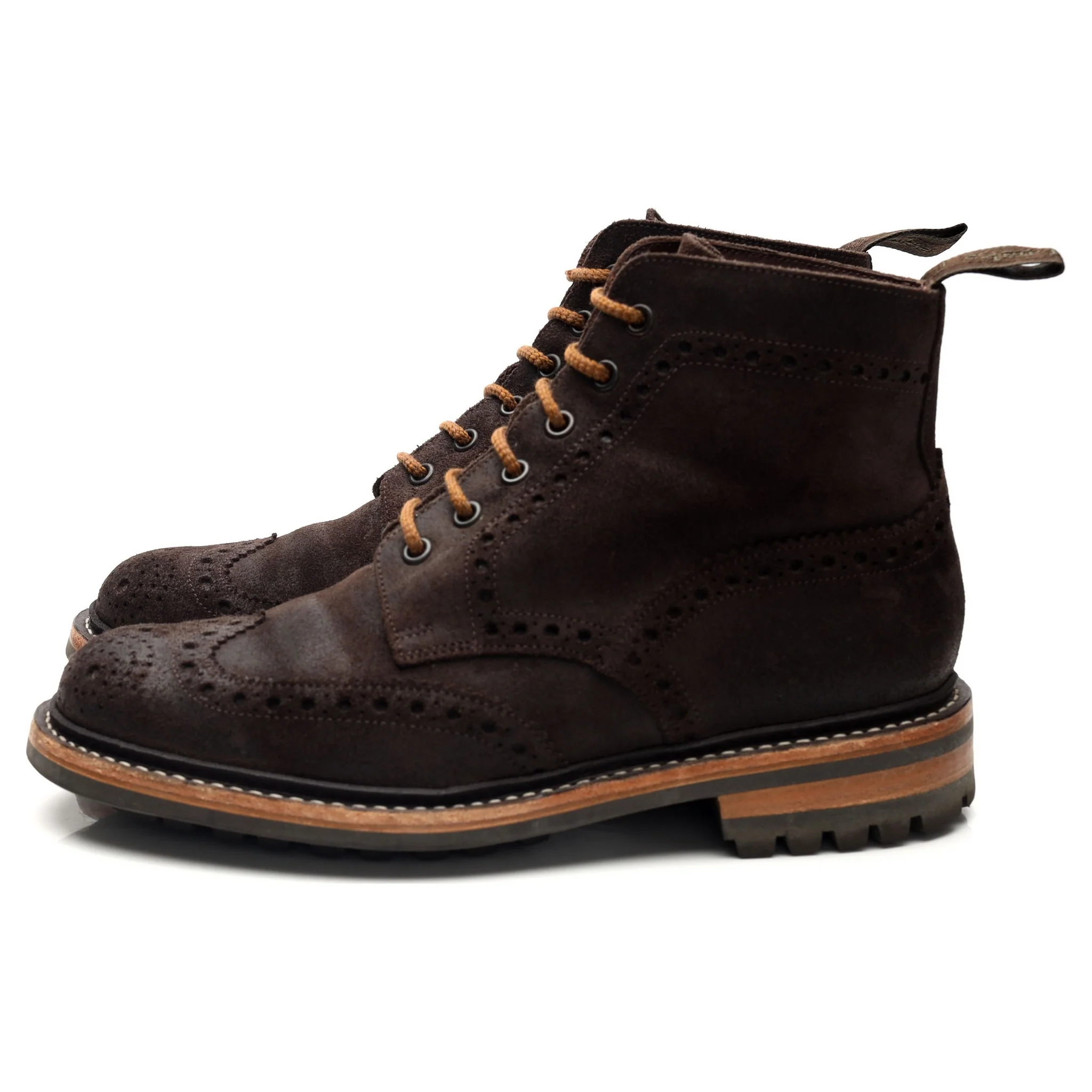 MTO 1880 'Bedale' Dark Brown Waxed Suede Brogue Boots UK 6 G - Image 3