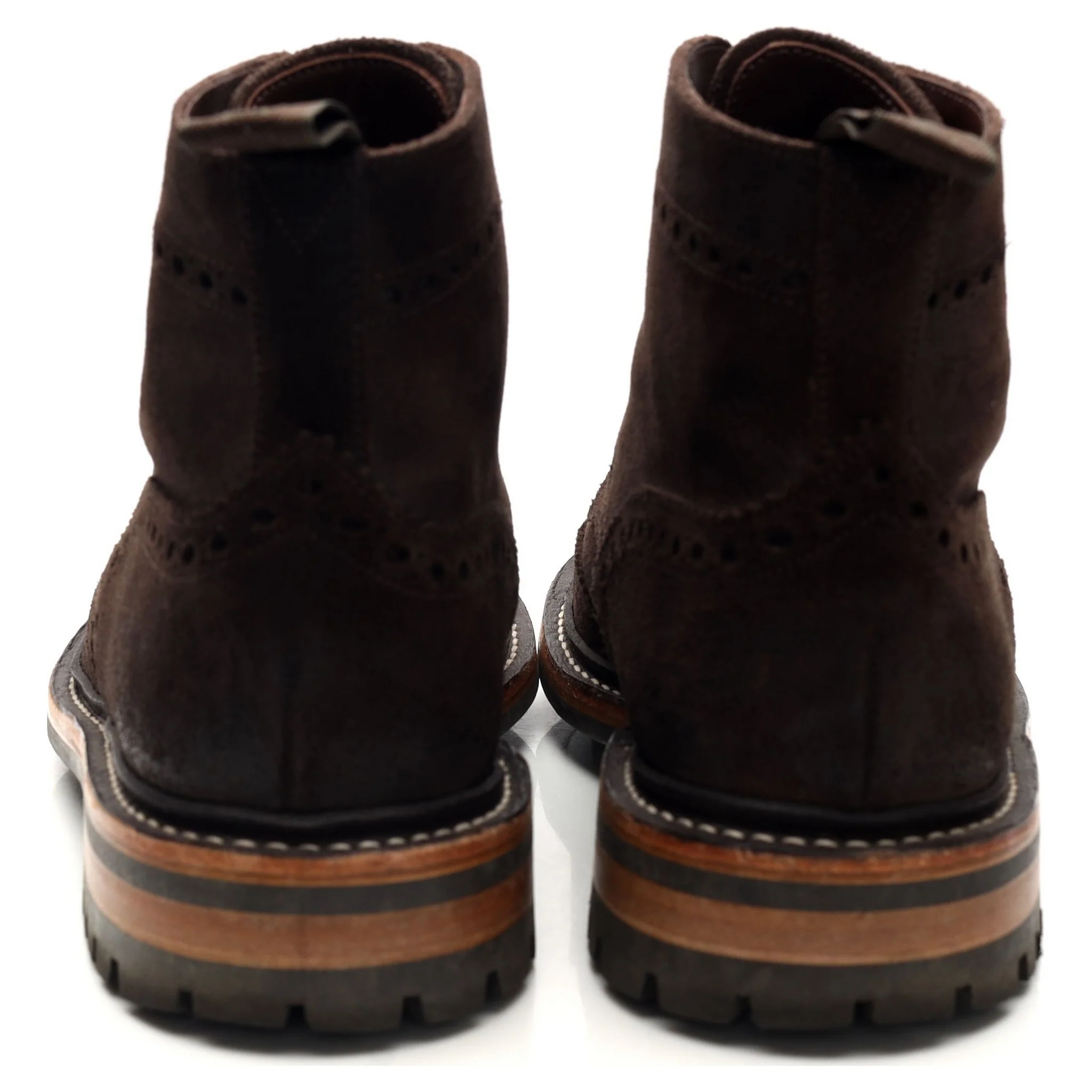 MTO 1880 'Bedale' Dark Brown Waxed Suede Brogue Boots UK 6 G - Image 4