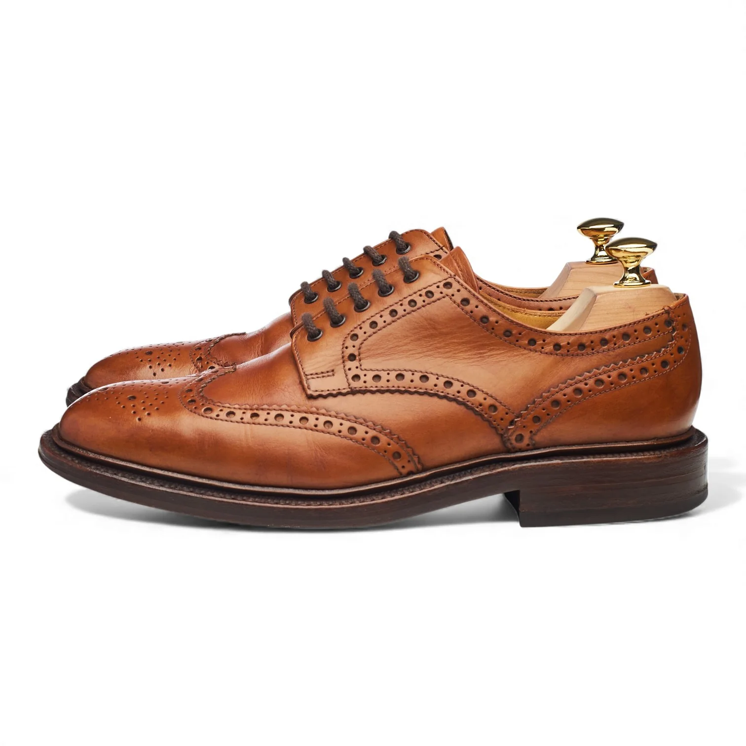 1880 'Chester 2' Tan Brown Leather Derby Brogues UK 7 F - Image 3