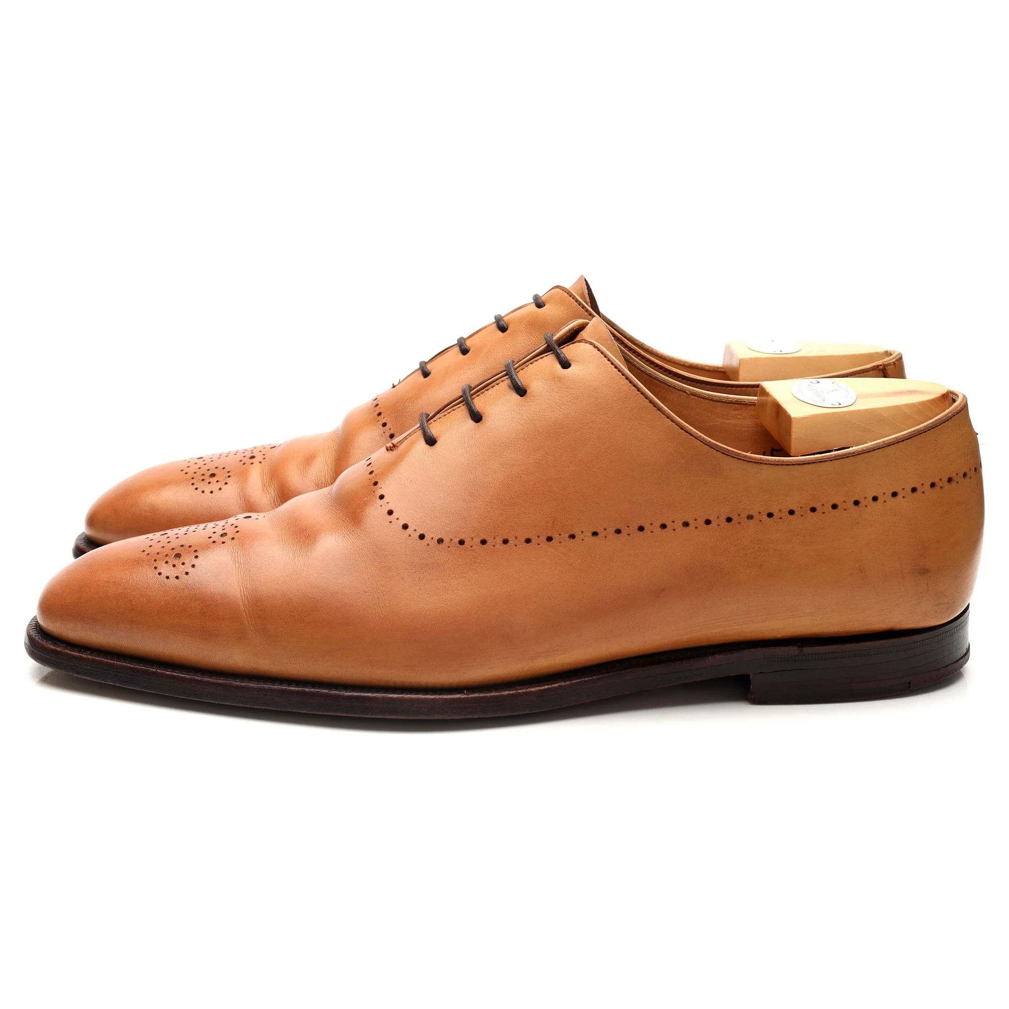 Tan Brown Leather Wholecut Oxford UK 10 E - Image 3