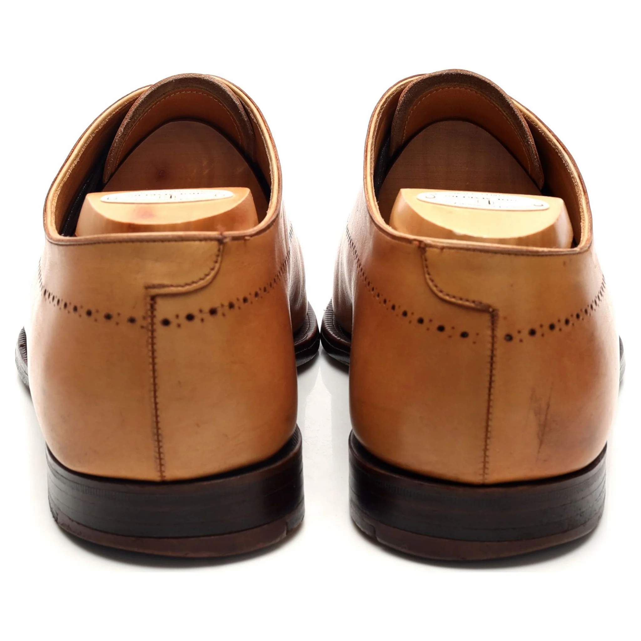 Tan Brown Leather Wholecut Oxford UK 10 E - Image 4