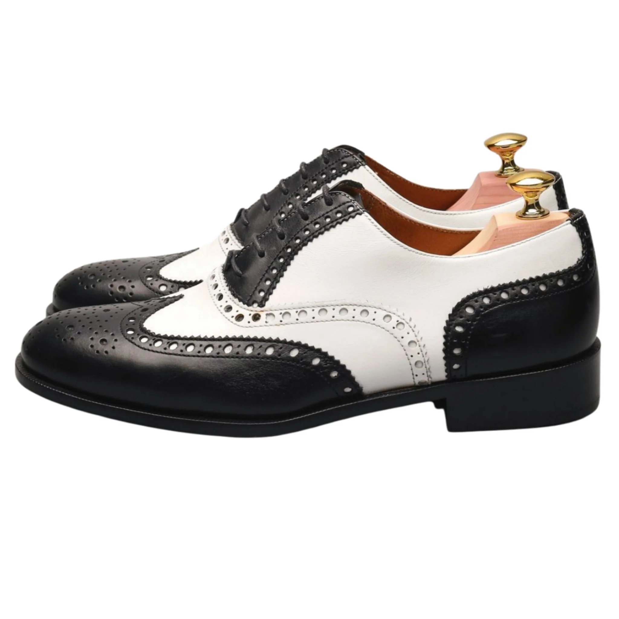 'Chicago' Black and White Leather Oxford Brogue UK 7.5 - Image 3
