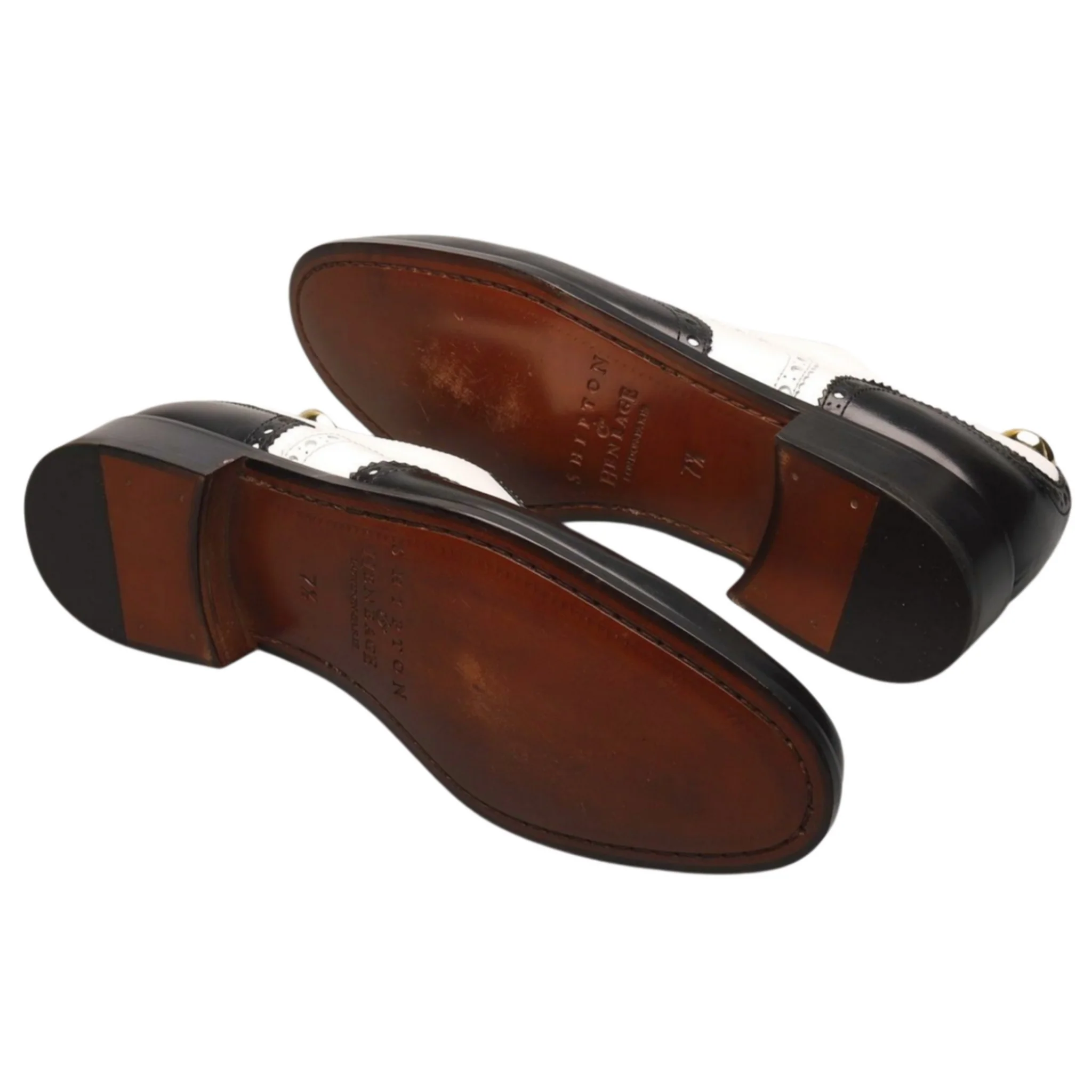 'Chicago' Black and White Leather Oxford Brogue UK 7.5 - Image 5