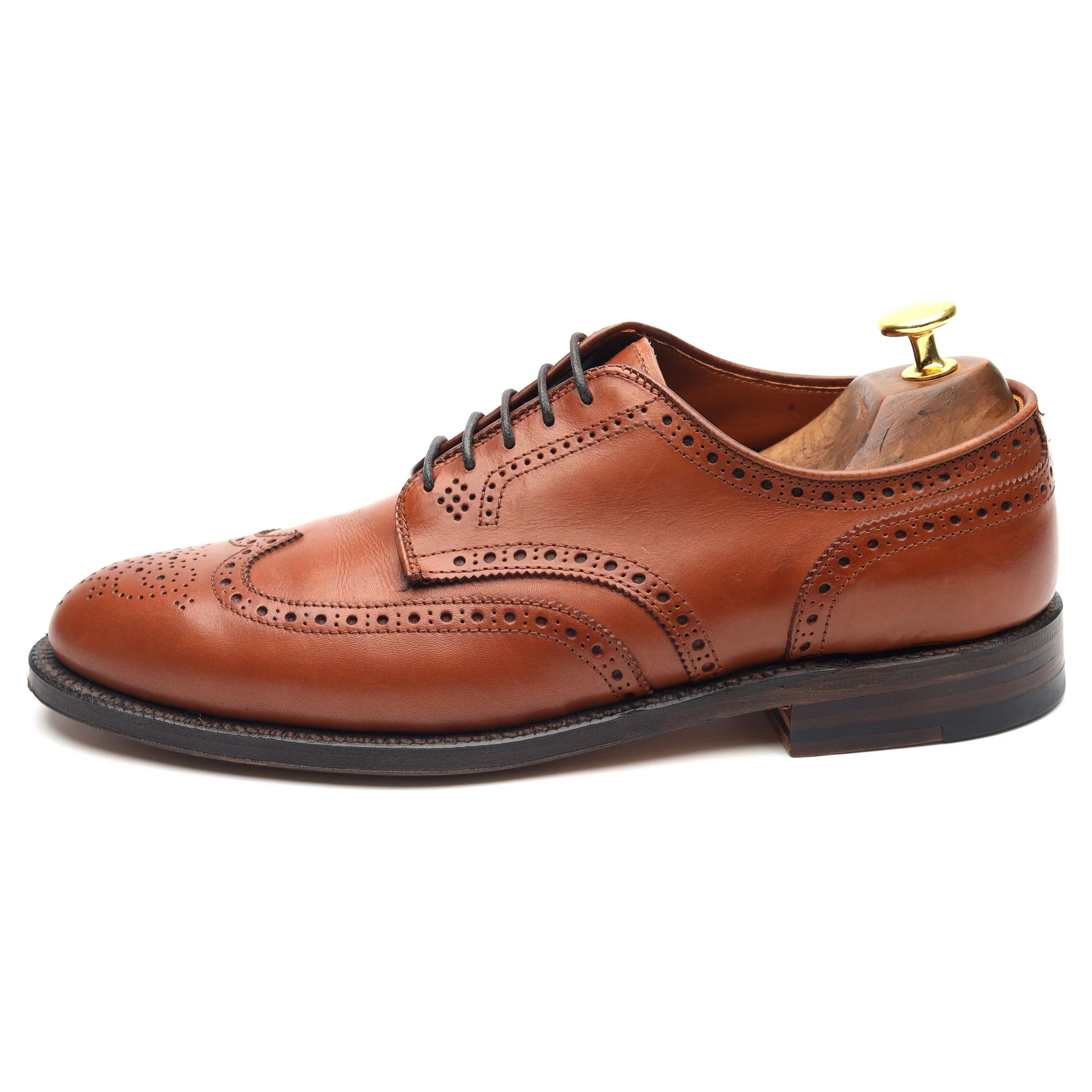 '966' Tan Brown Leather Derby Brogues UK 7.5 US 8 EU 41.5 - Image 5