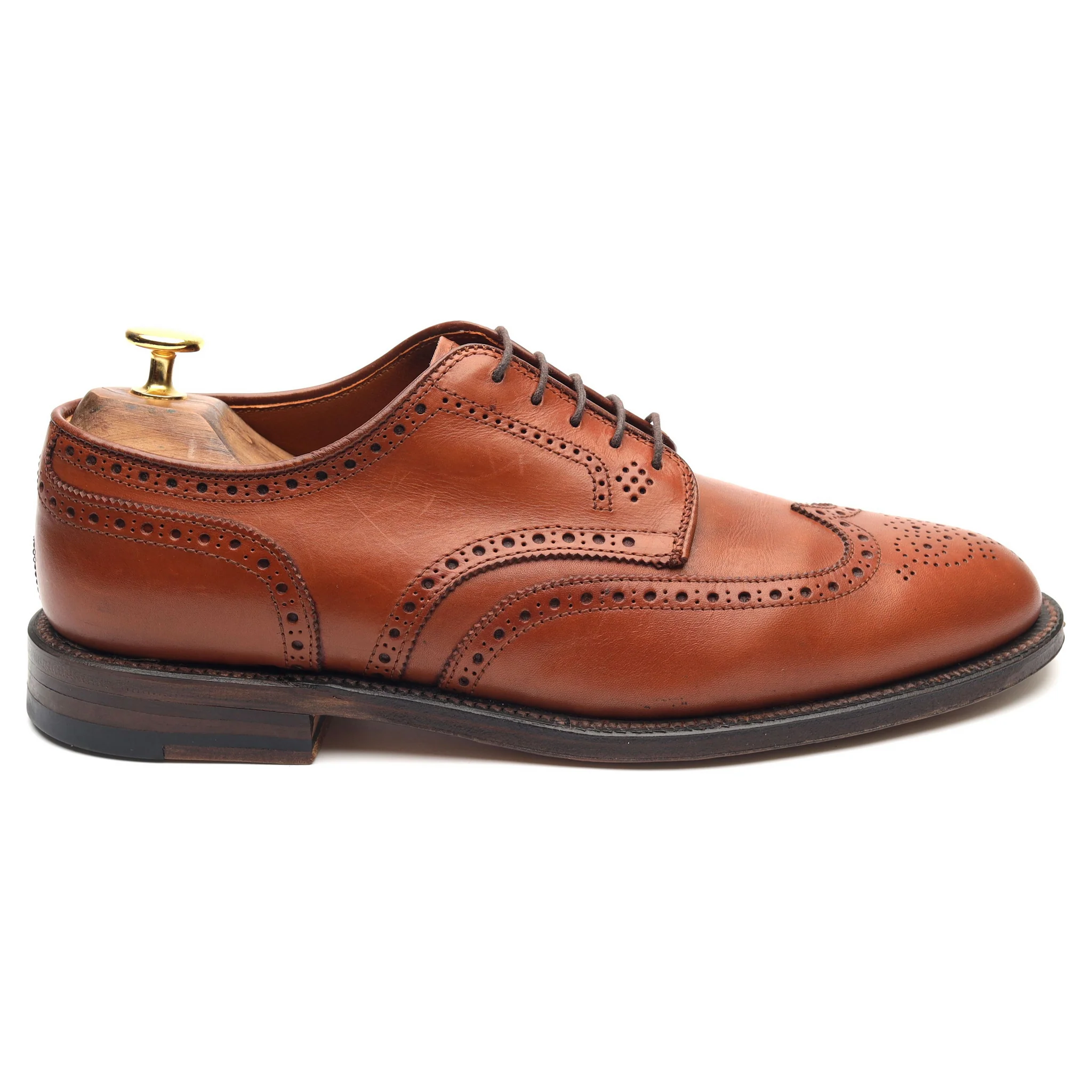 '966' Tan Brown Leather Derby Brogues UK 7.5 US 8 EU 41.5 - Image 6