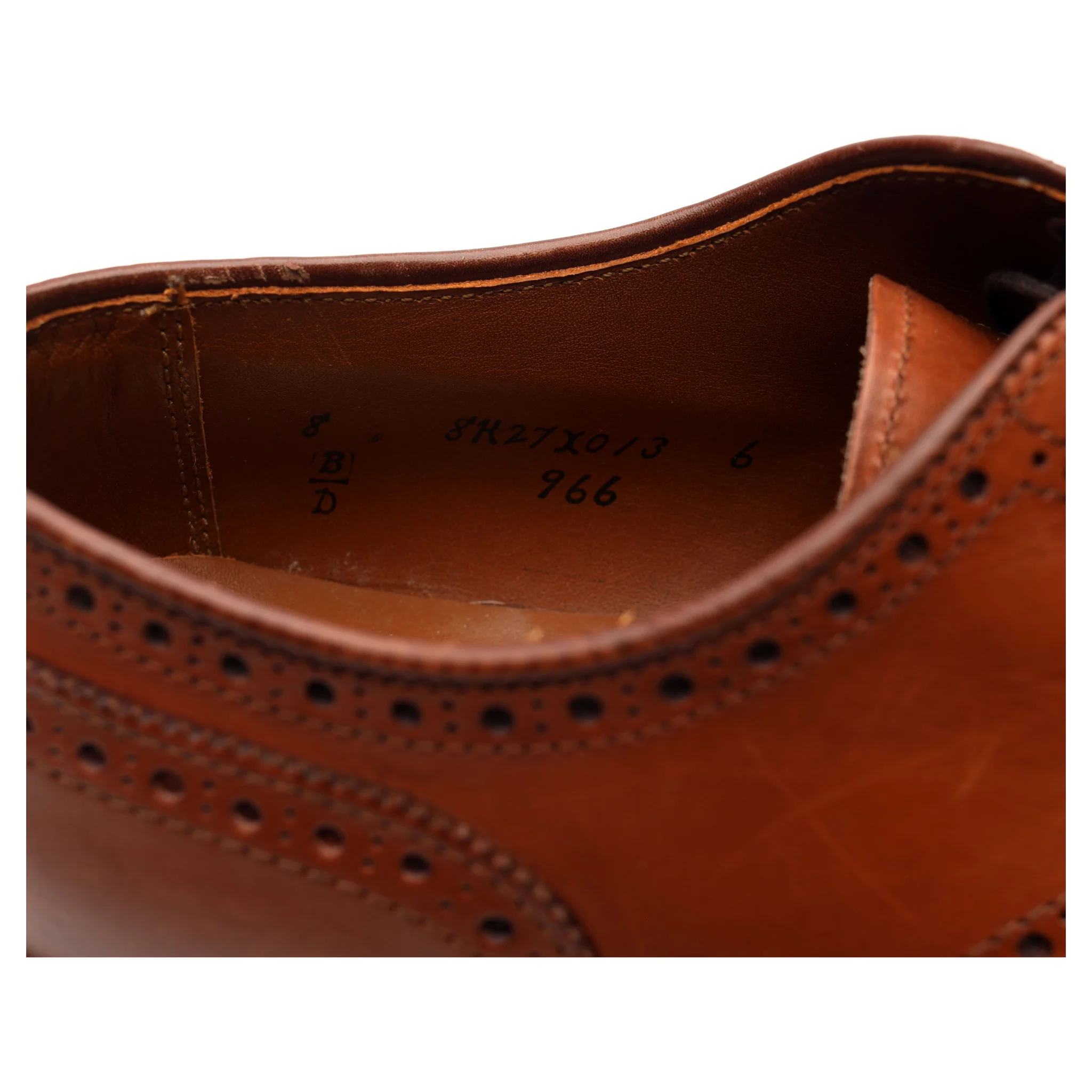 '966' Tan Brown Leather Derby Brogues UK 7.5 US 8 EU 41.5 - Image 9