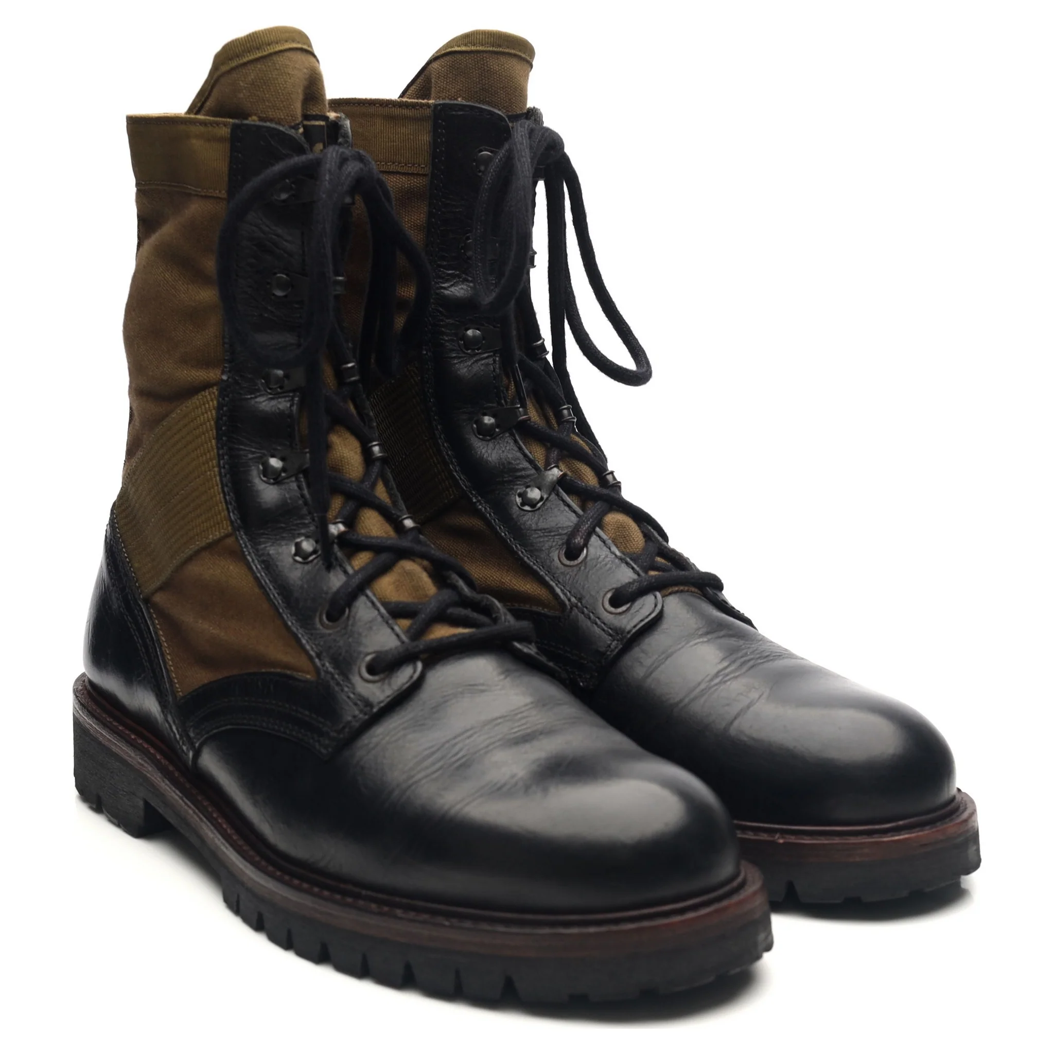 'Trooper' Black Leather Combat Boots UK 10 - Image 7