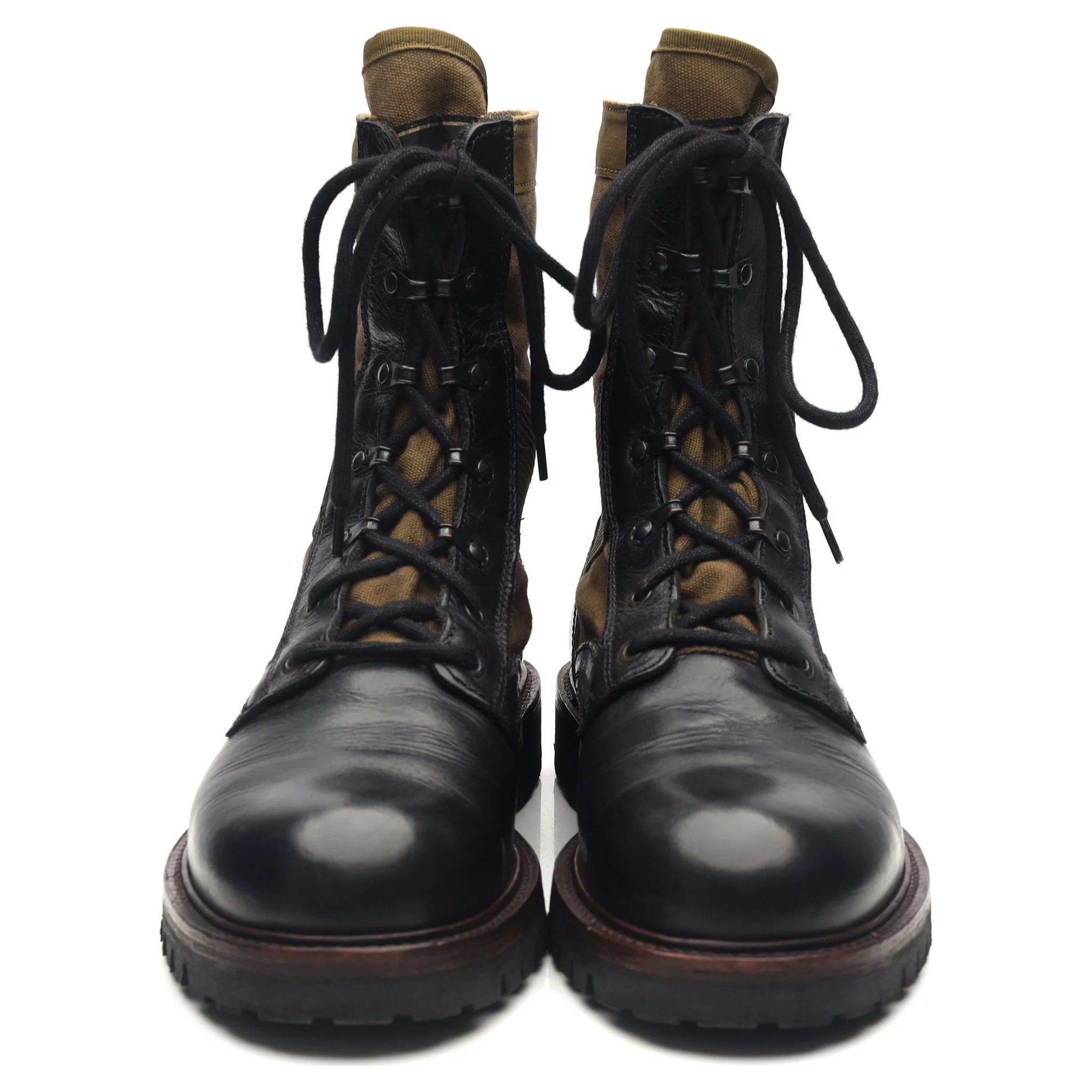'Trooper' Black Leather Combat Boots UK 10 - Image 8