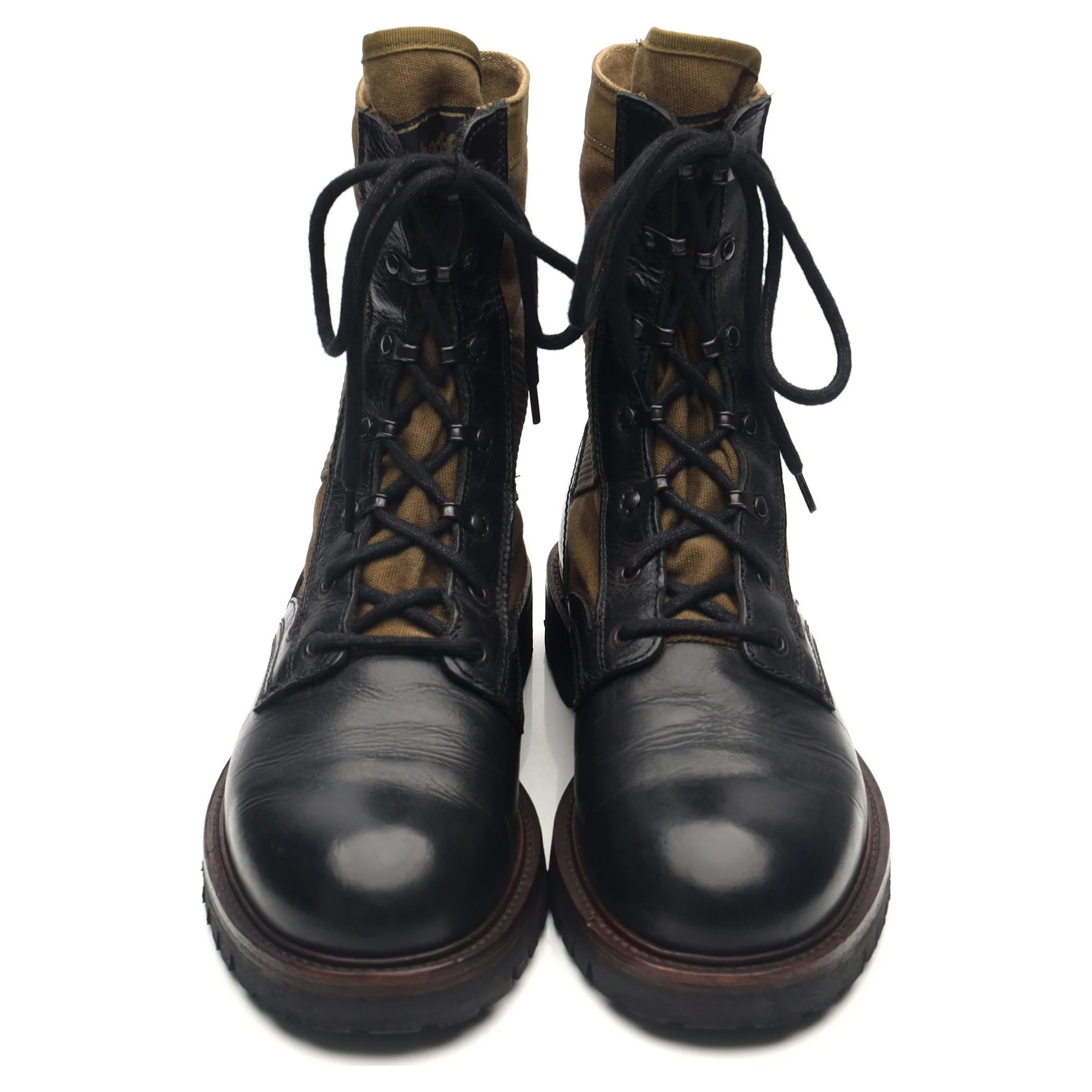'Trooper' Black Leather Combat Boots UK 10 - Image 9
