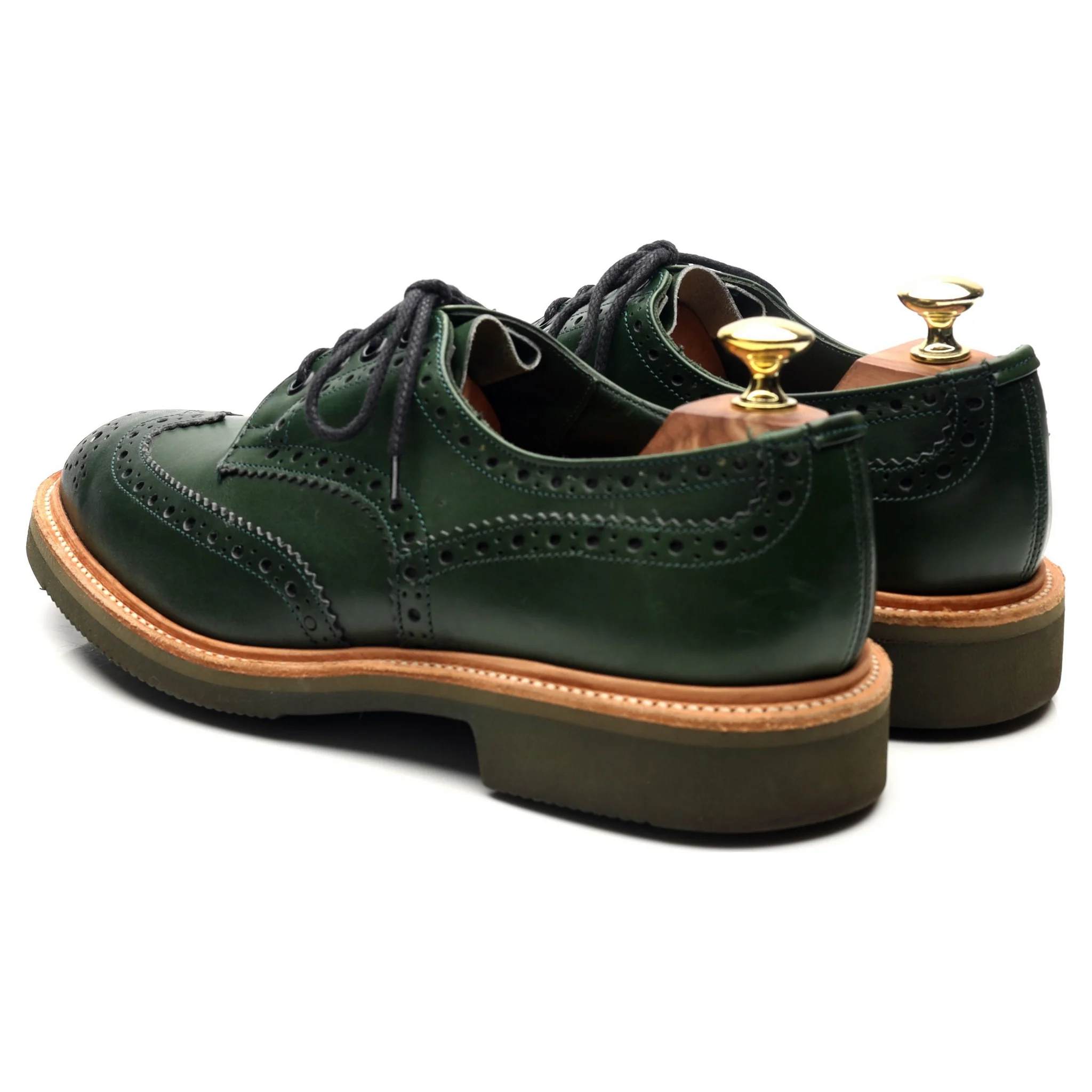 'Bourton' Green Leather Derby Brogues UK 7 - Image 3