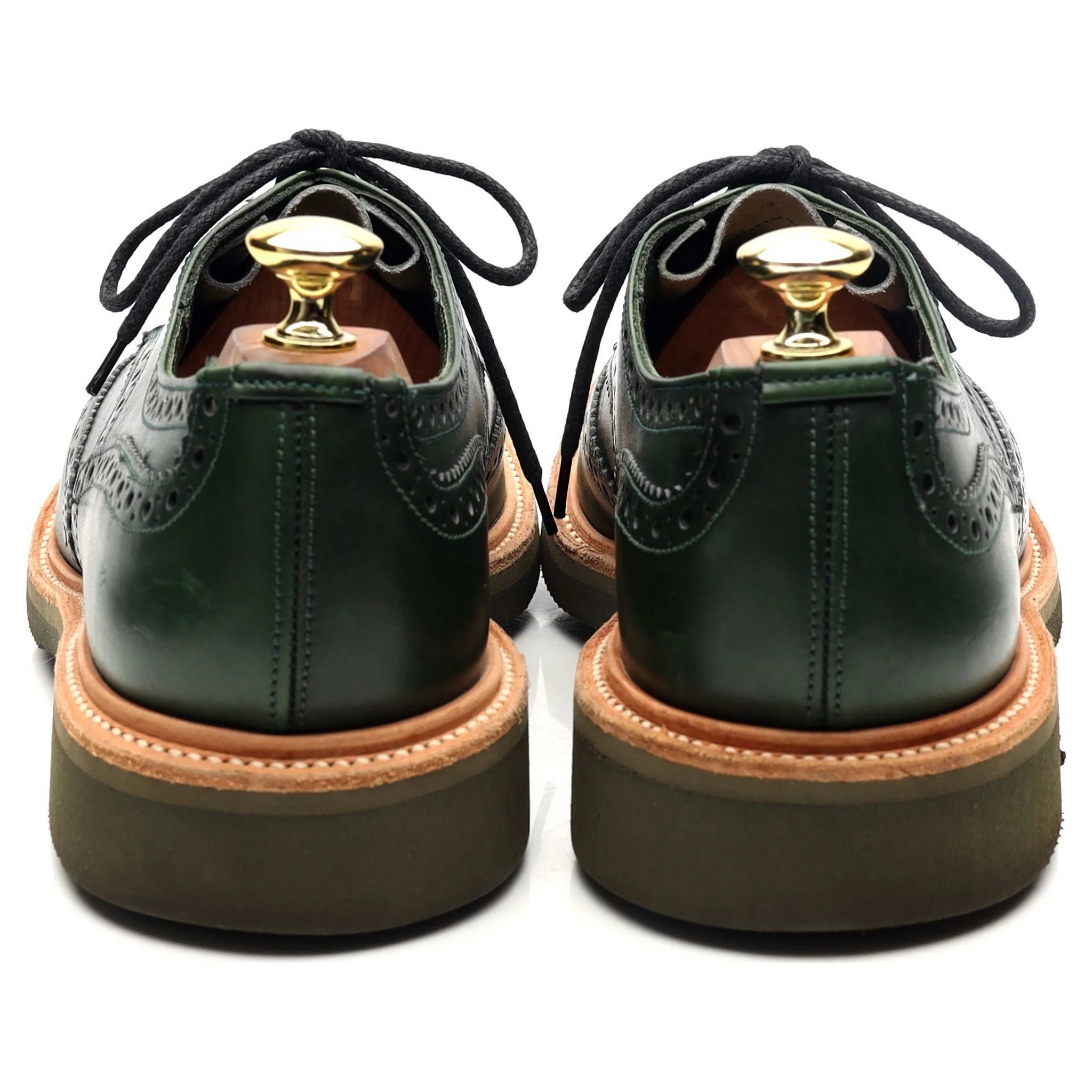 'Bourton' Green Leather Derby Brogues UK 7 - Image 4