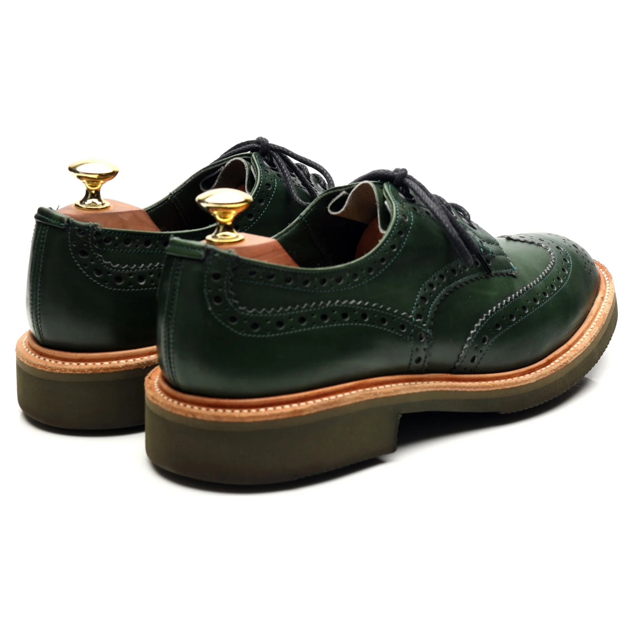 'Bourton' Green Leather Derby Brogues UK 7 - Image 5