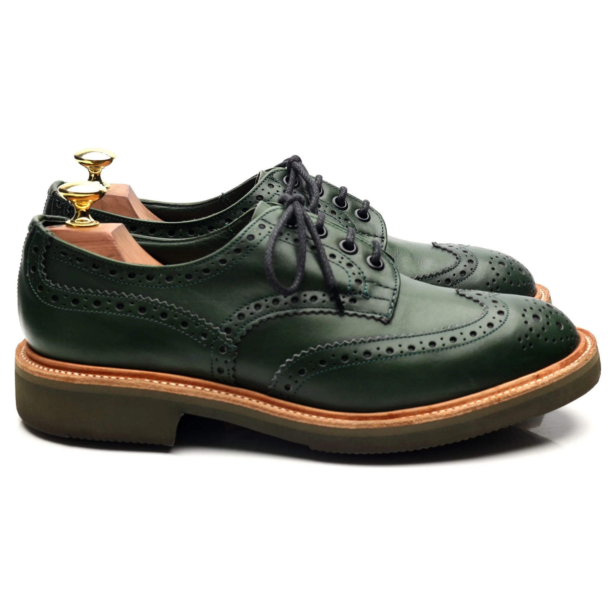 'Bourton' Green Leather Derby Brogues UK 7 - Image 6