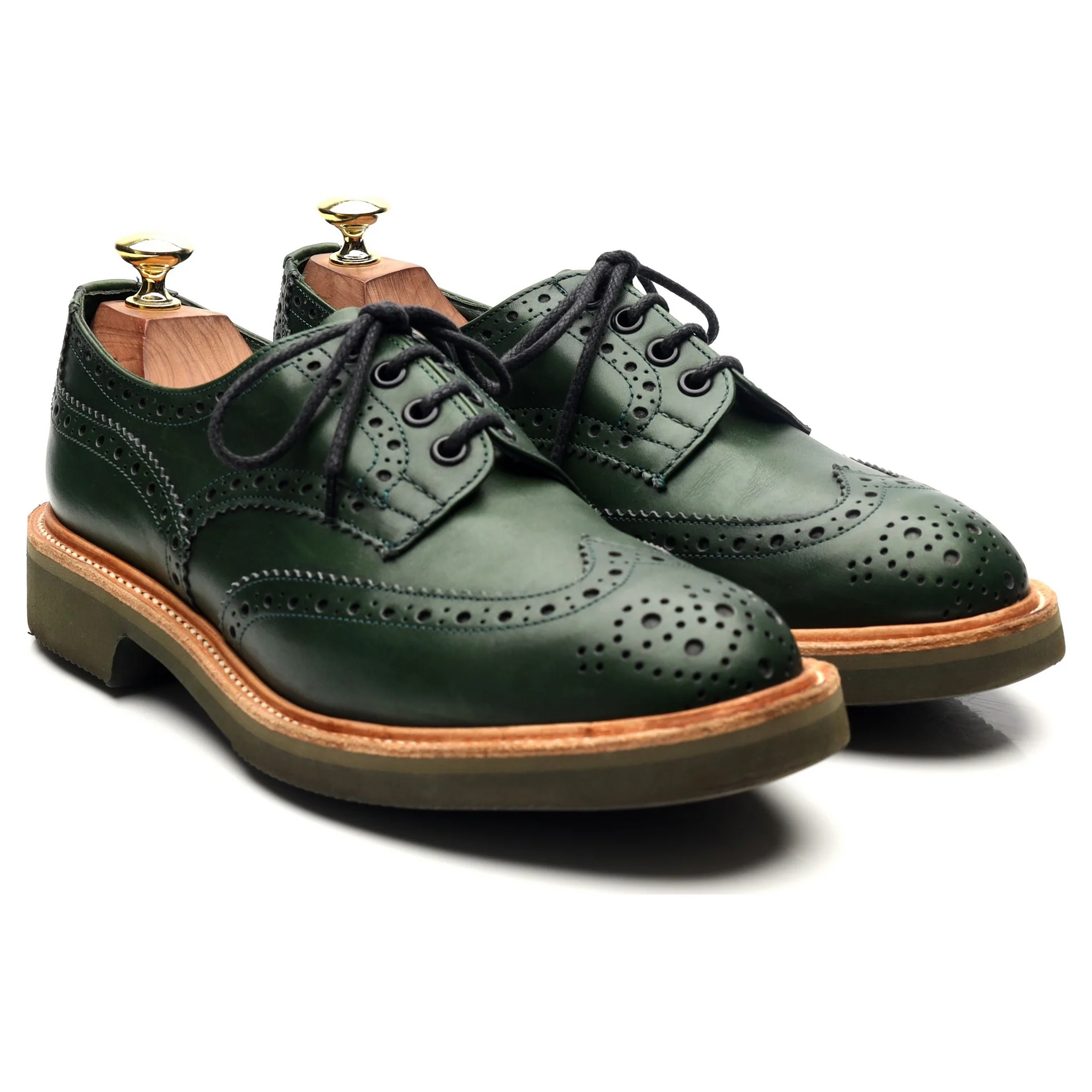'Bourton' Green Leather Derby Brogues UK 7 - Image 7