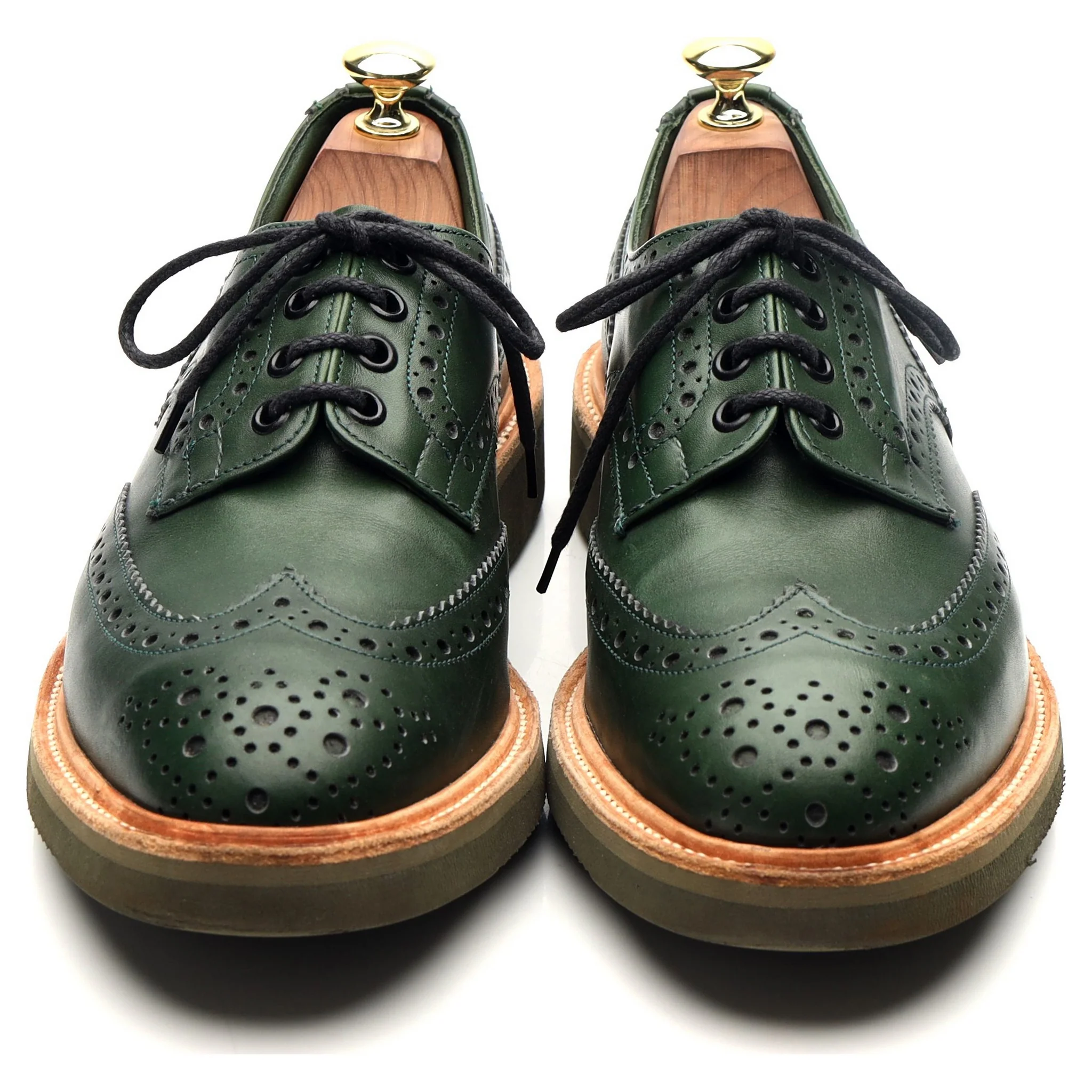 'Bourton' Green Leather Derby Brogues UK 7 - Image 9