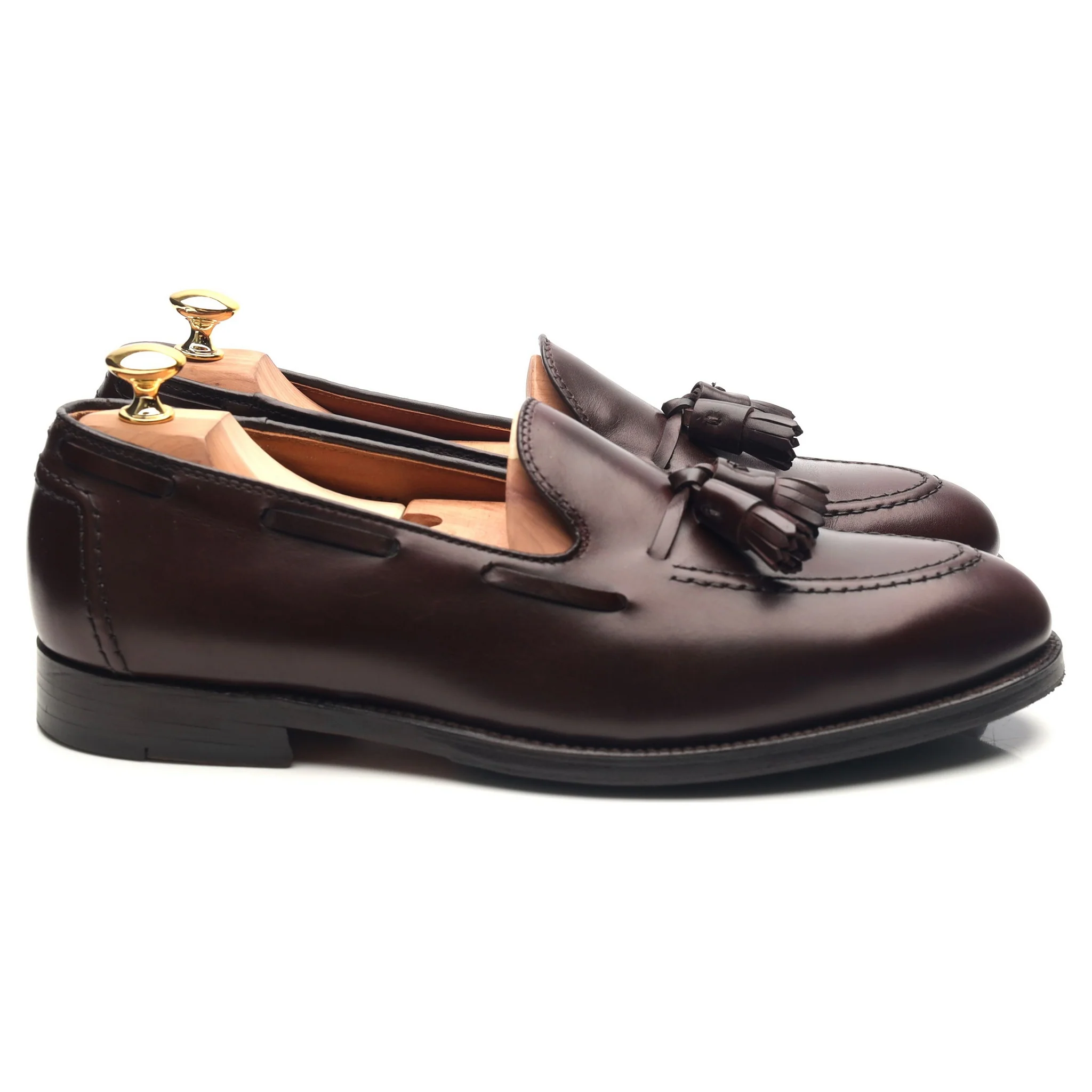 '06598' Burgundy Leather Tassel Loafers UK 10.5 US 11 - Image 6