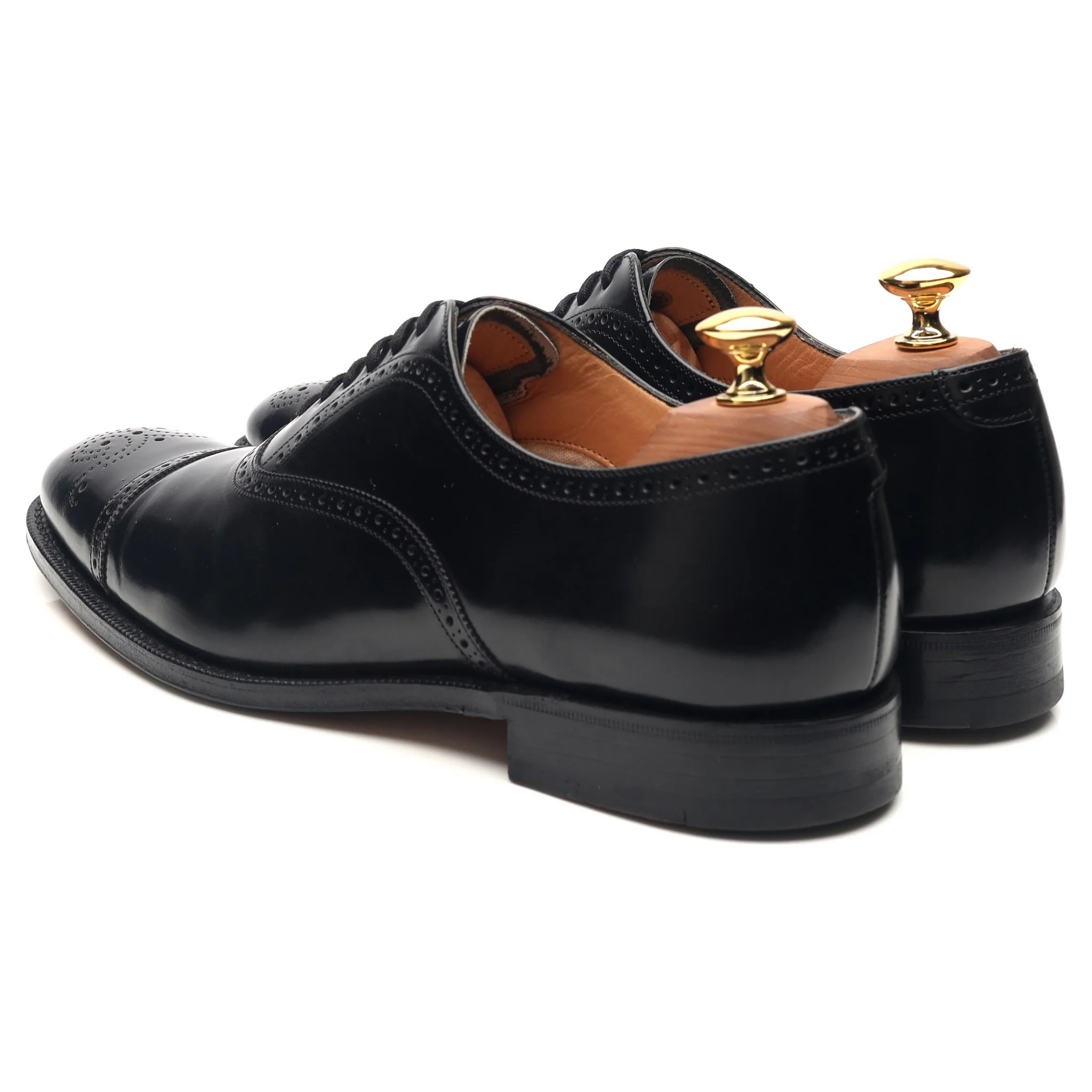 'London' Black Leather Oxford Semi Brogues UK 6 F - Image 3
