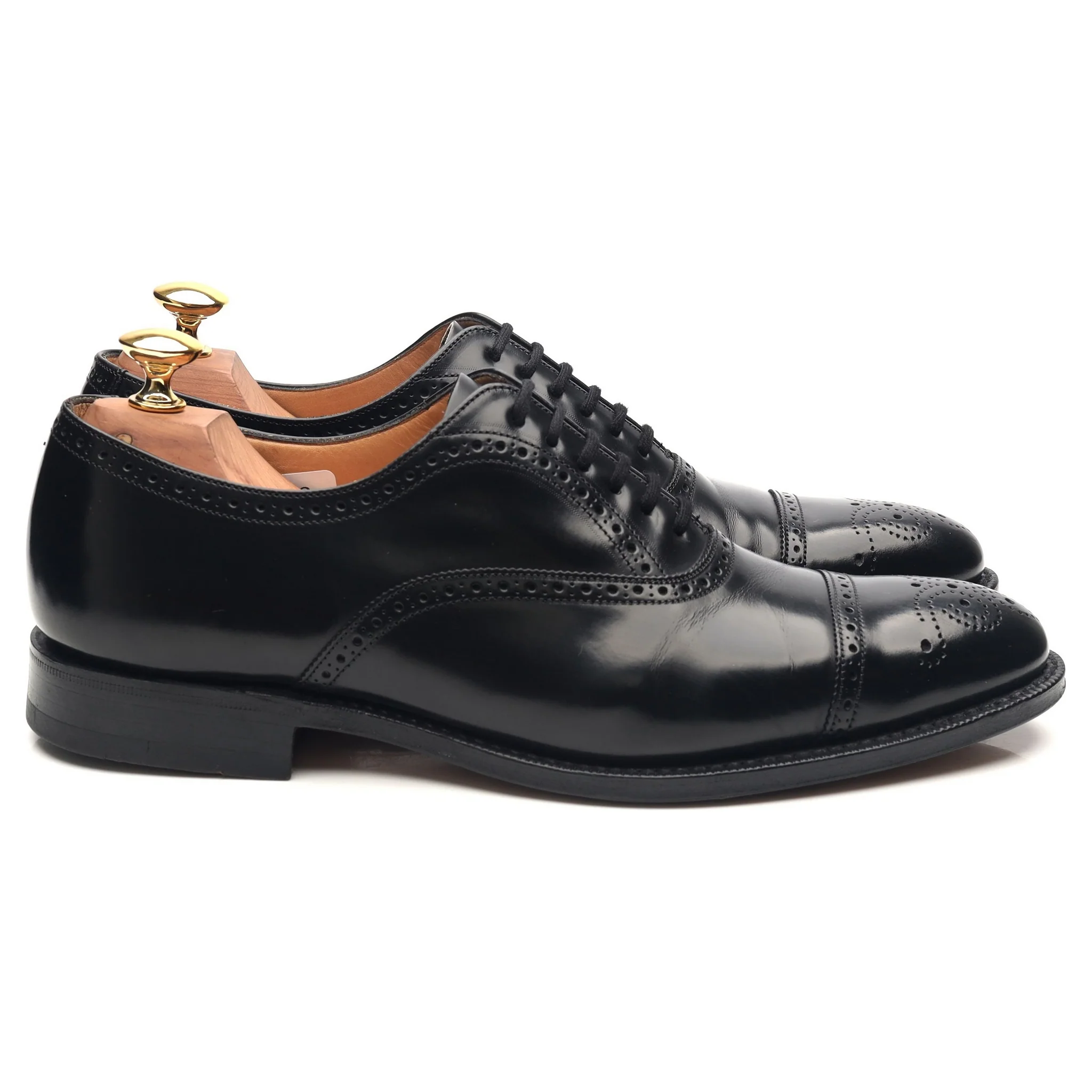 'London' Black Leather Oxford Semi Brogues UK 6 F - Image 6