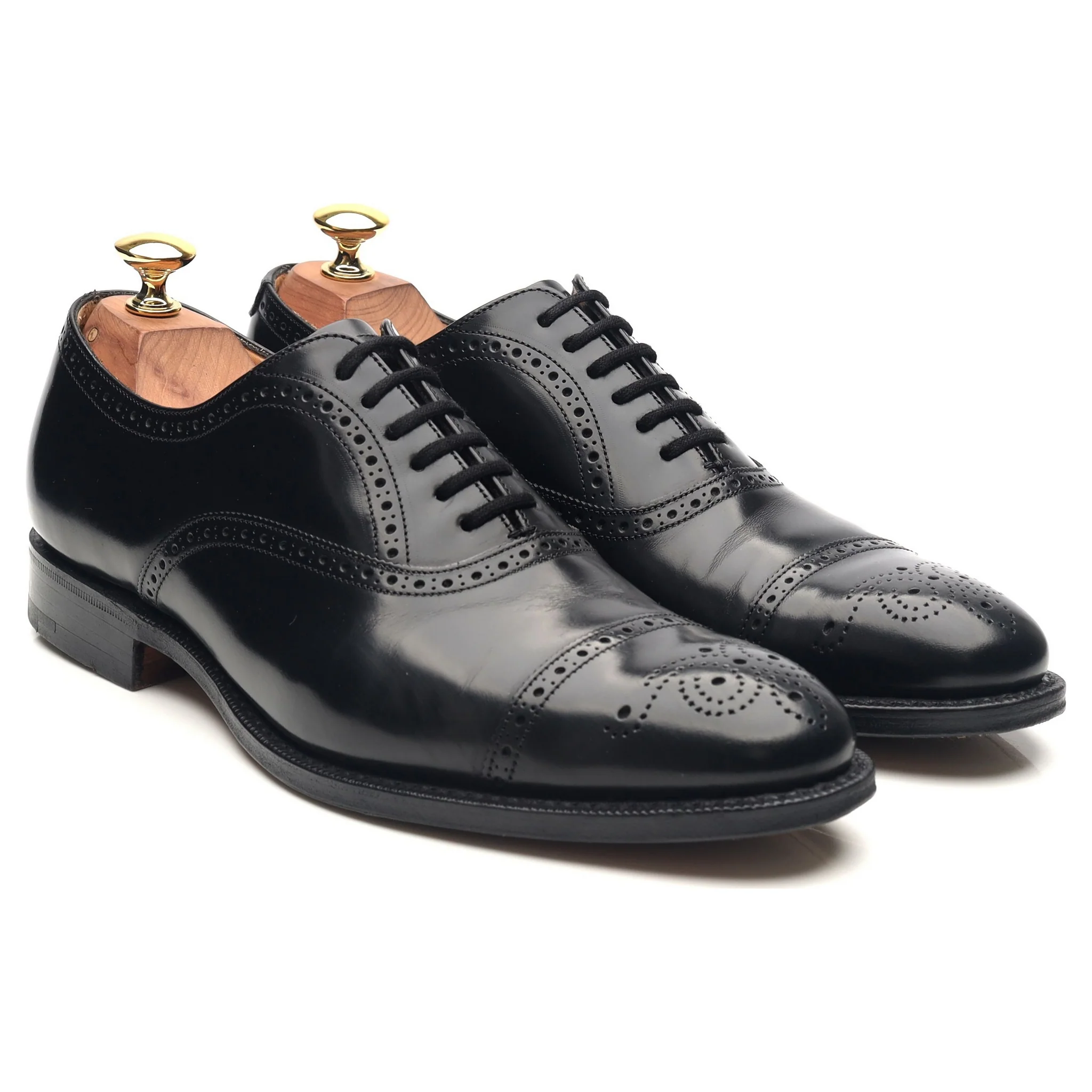 'London' Black Leather Oxford Semi Brogues UK 6 F - Image 7