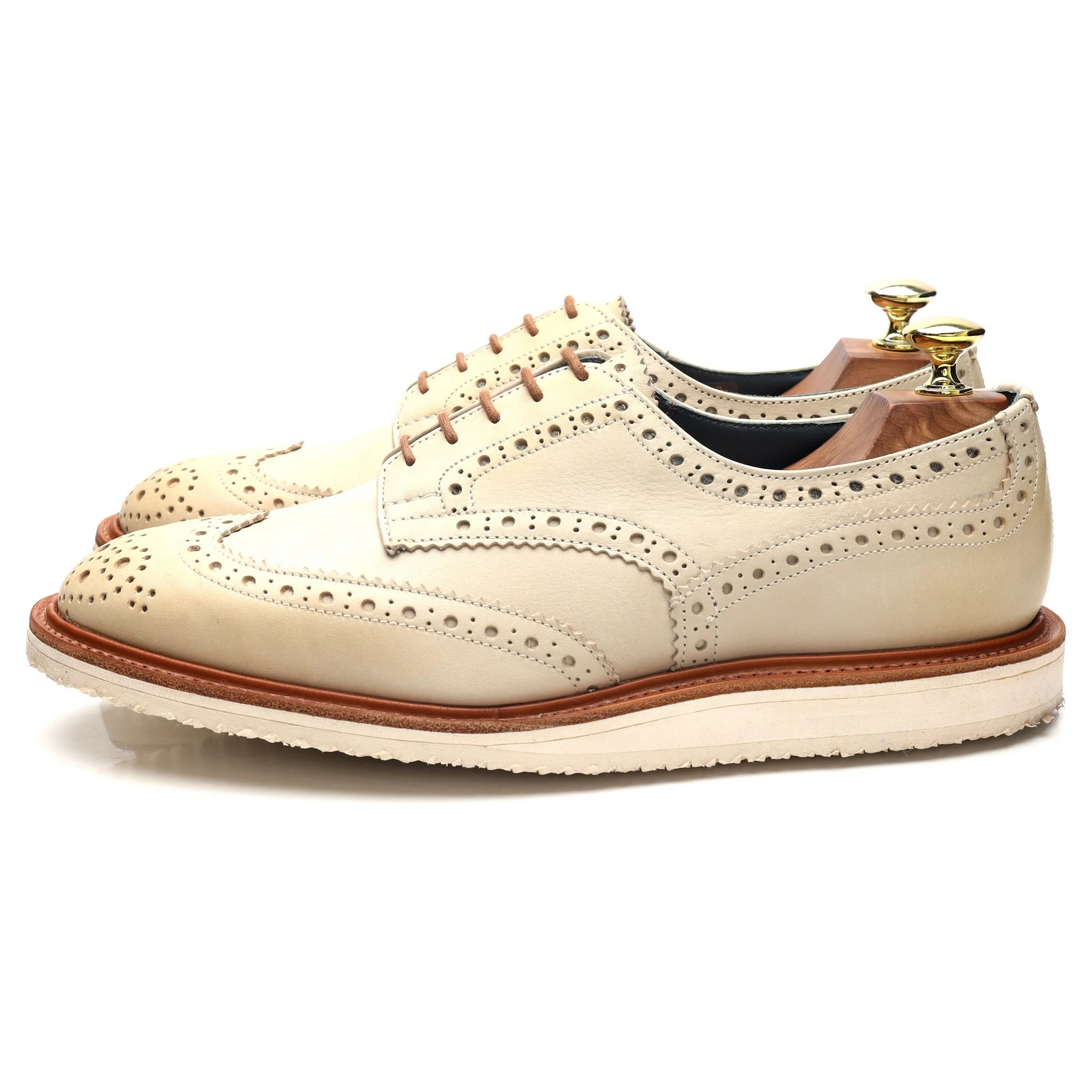 'Durham' Cream Leather Derby Brogues UK 7.5 - Image 3