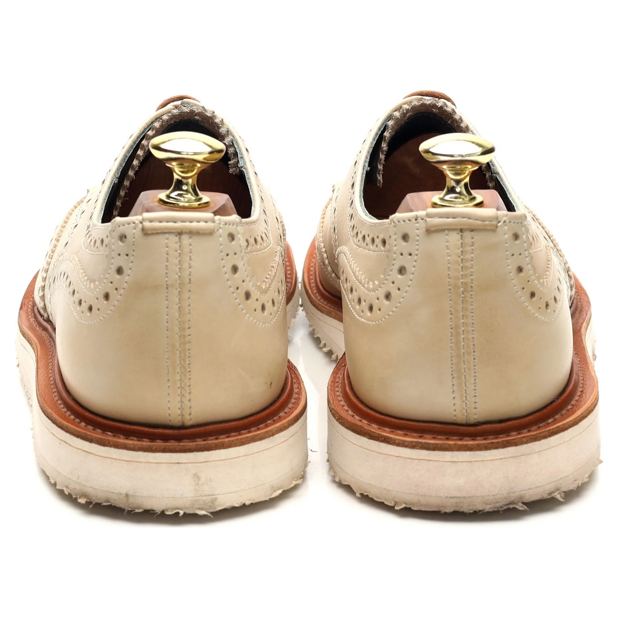 'Durham' Cream Leather Derby Brogues UK 7.5 - Image 4