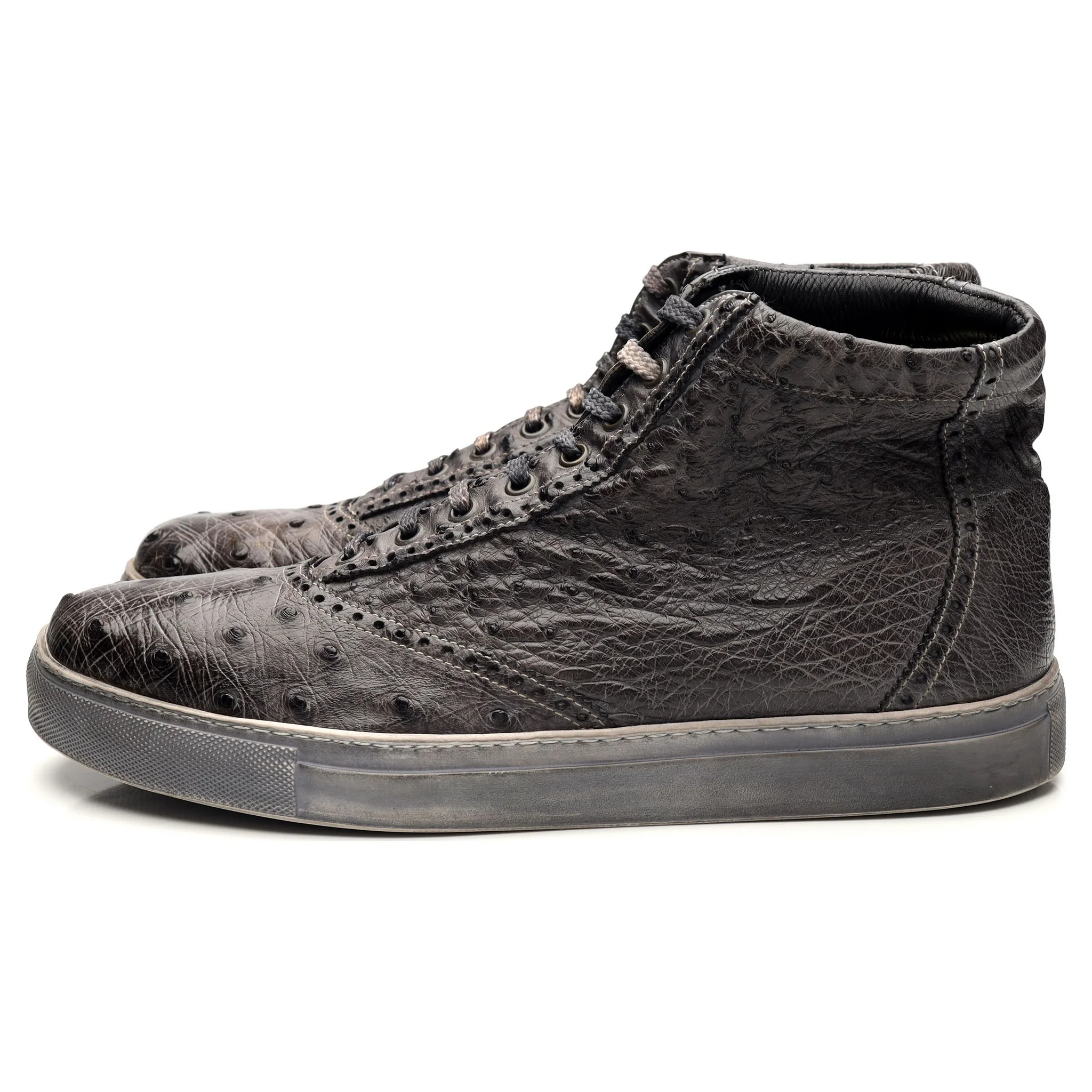 Grey Ostrich Leather Hi Top Sneaker UK 10 EU 44 - Image 3