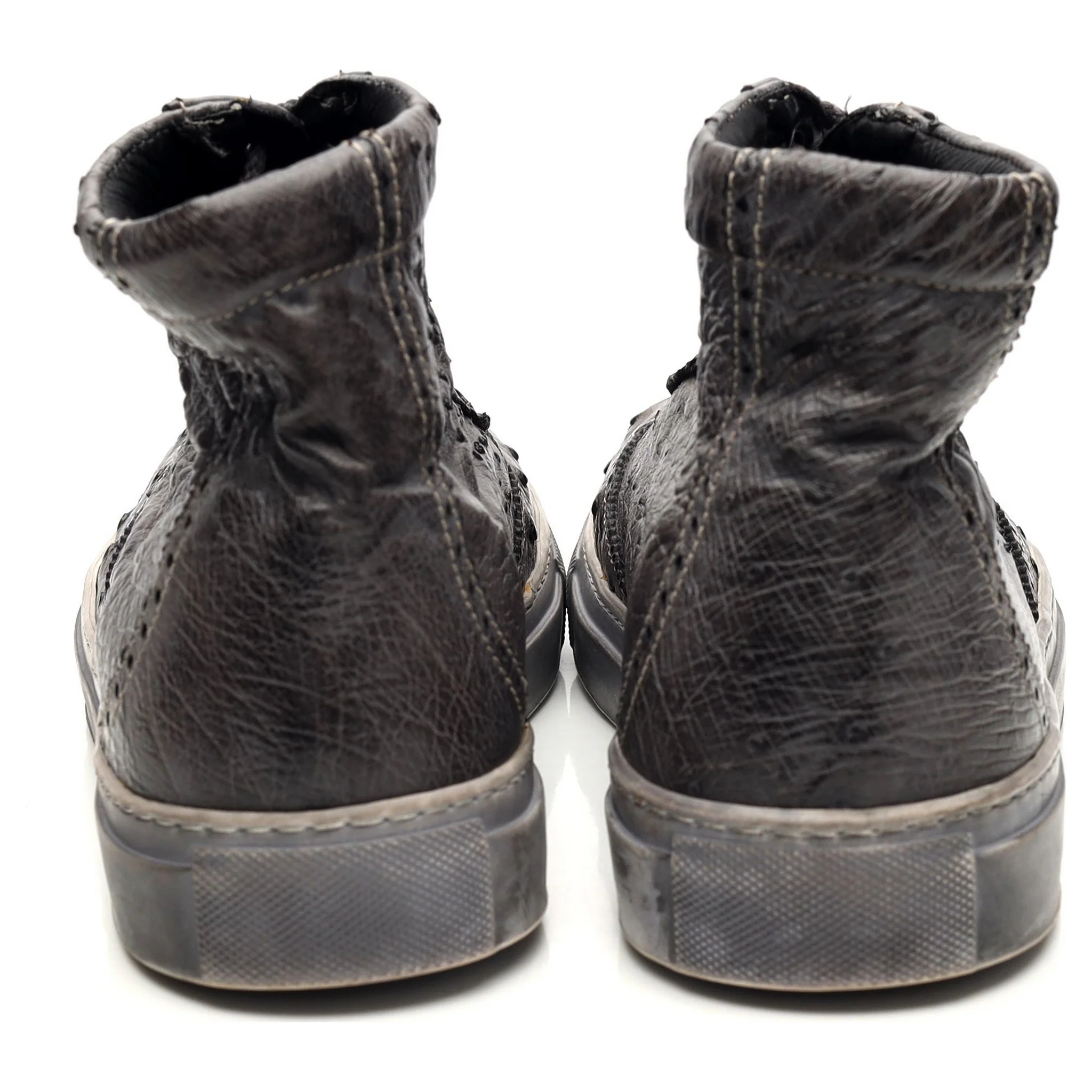 Grey Ostrich Leather Hi Top Sneaker UK 10 EU 44 - Image 4