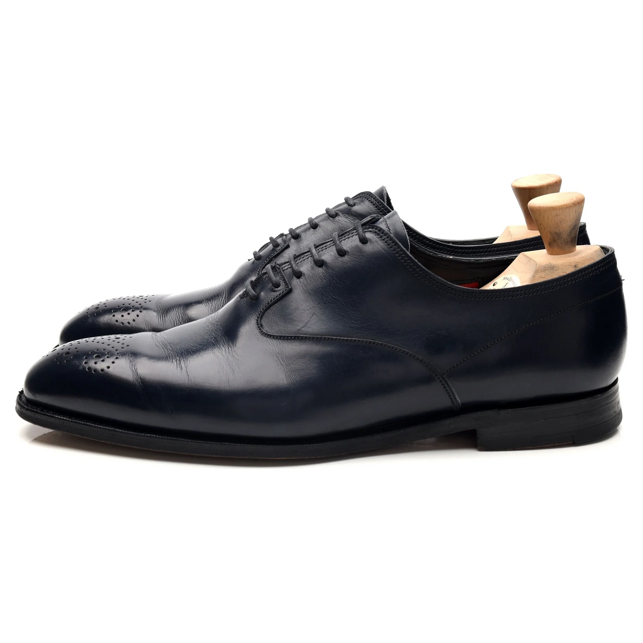 Navy Blue Leather Oxford UK 10 E - Image 3