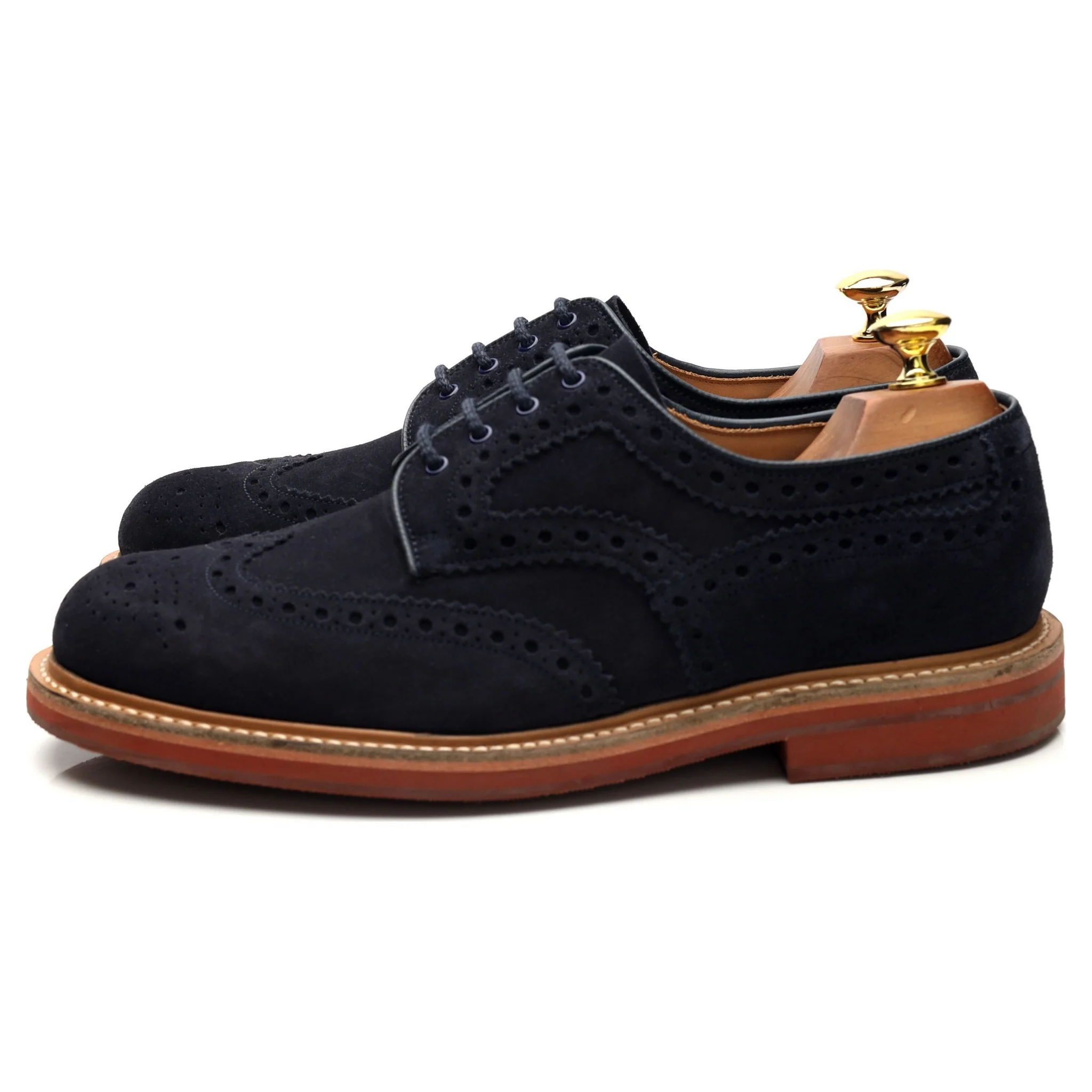 'Orby' Navy Blue Suede Derby Brogues UK 8 G - Image 3