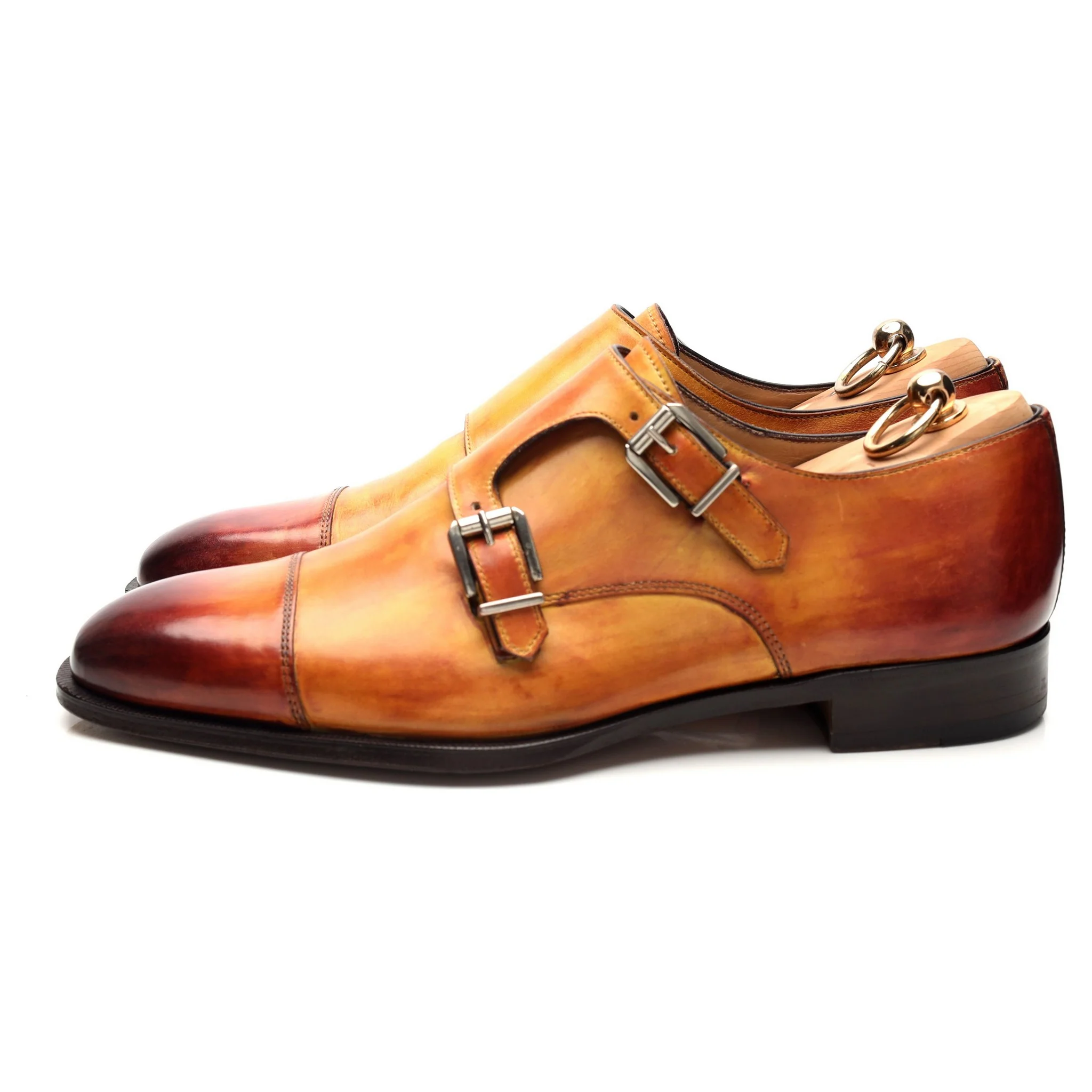 'Palermo' Tan Brown Leather Double Monk Strap UK 10 US 11 - Image 3