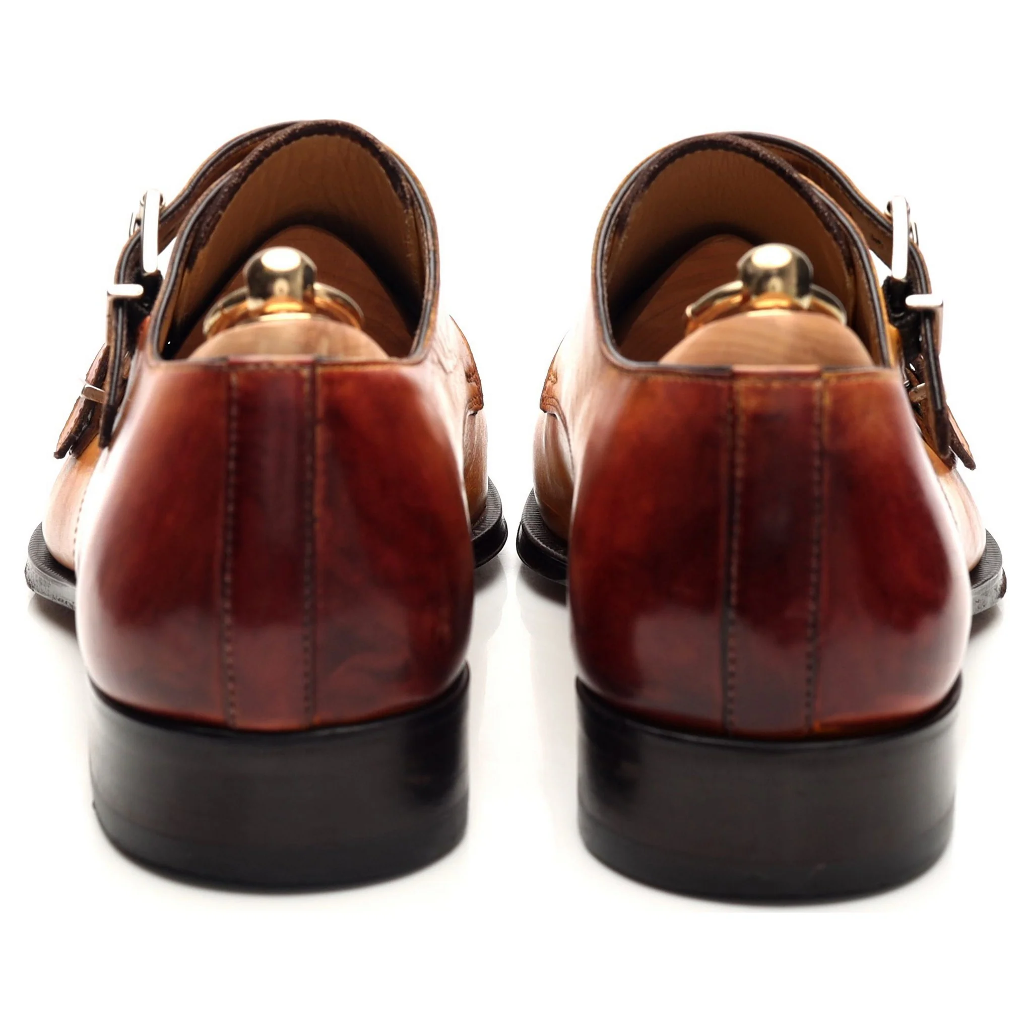 'Palermo' Tan Brown Leather Double Monk Strap UK 10 US 11 - Image 4