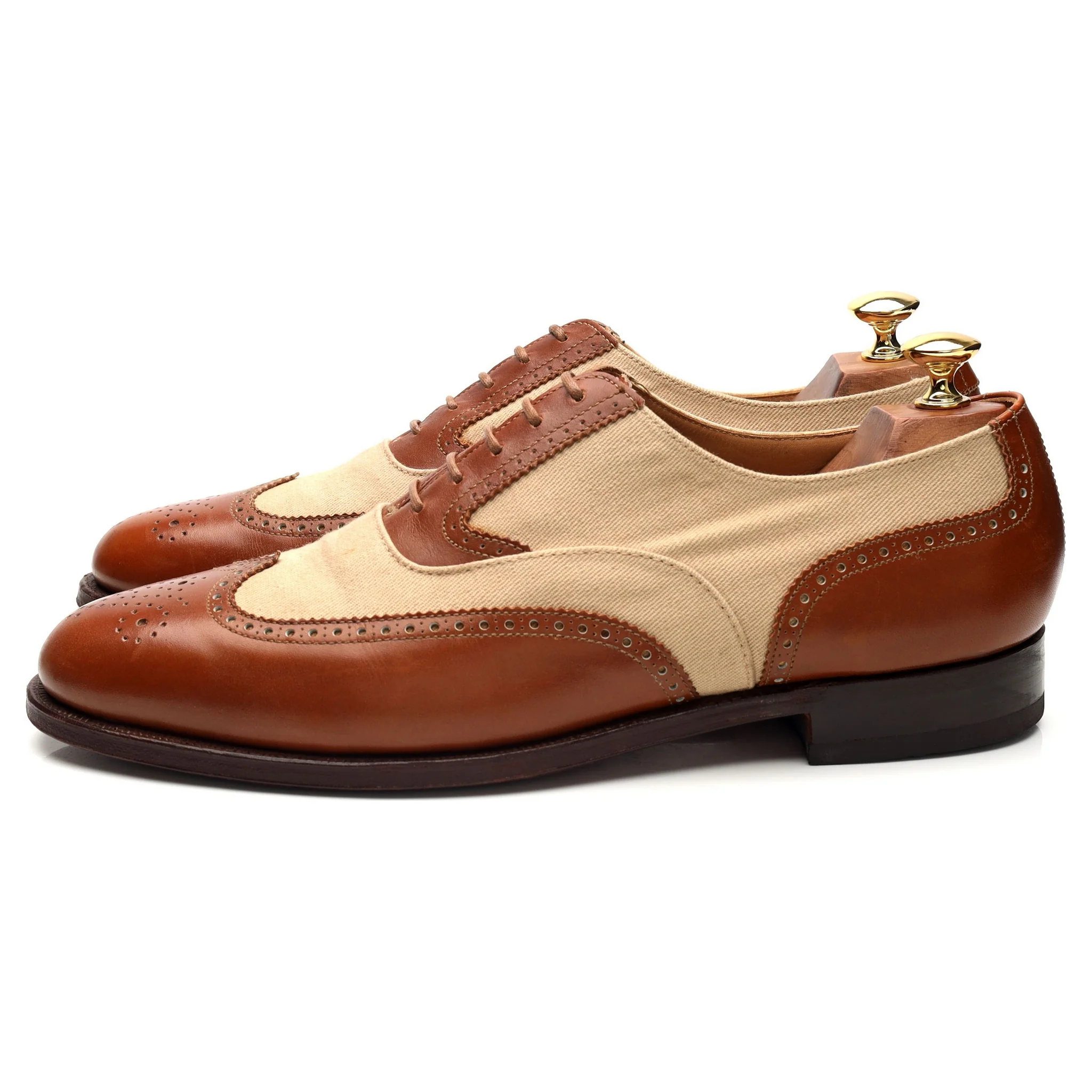 Peal & Co Tan Brown Leather Oxford Spectator Brogues UK 9 US 10 - Image 3