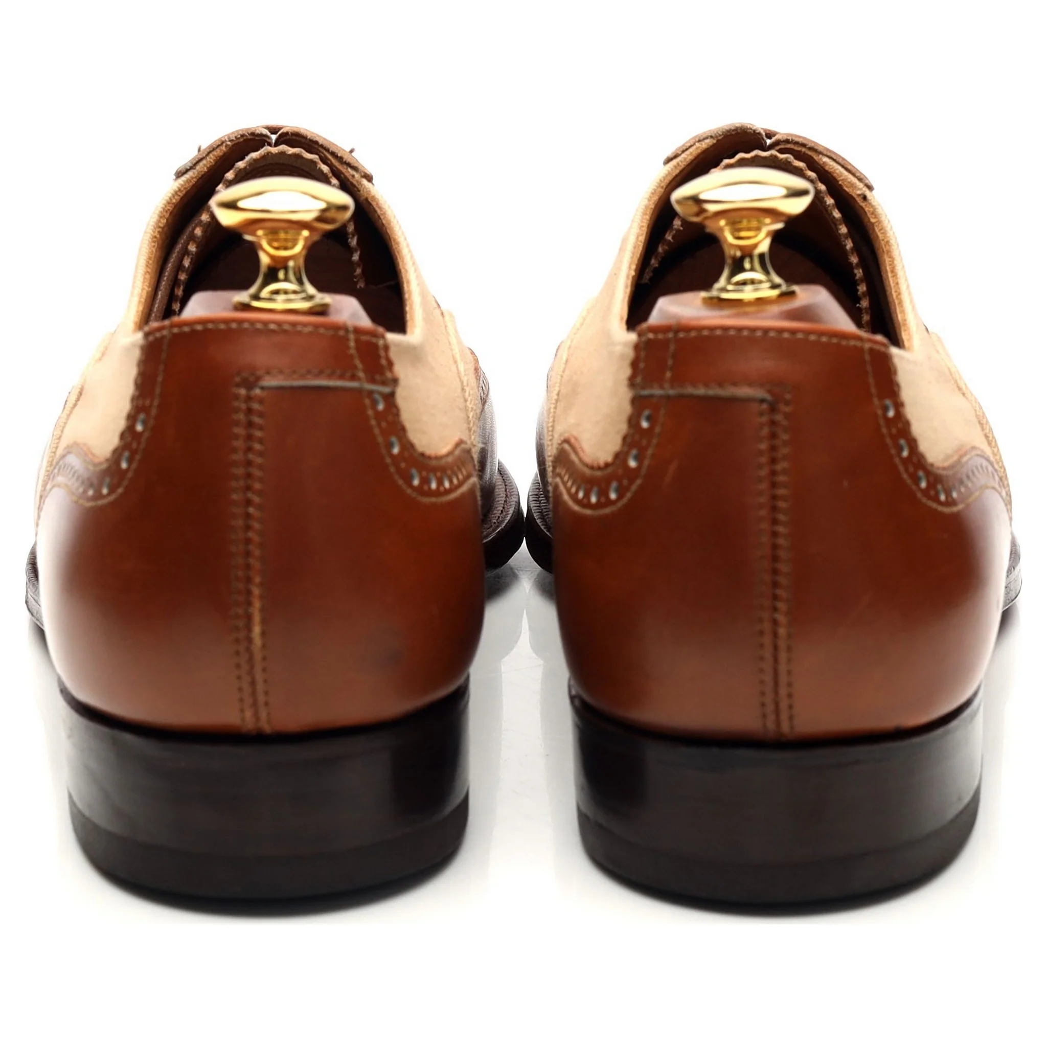 Peal & Co Tan Brown Leather Oxford Spectator Brogues UK 9 US 10 - Image 4