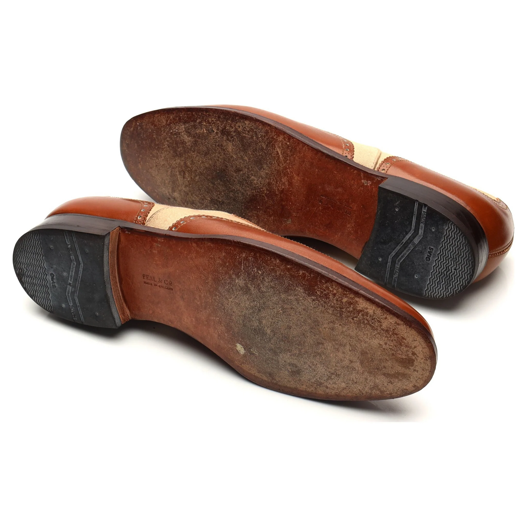 Peal & Co Tan Brown Leather Oxford Spectator Brogues UK 9 US 10 - Image 5