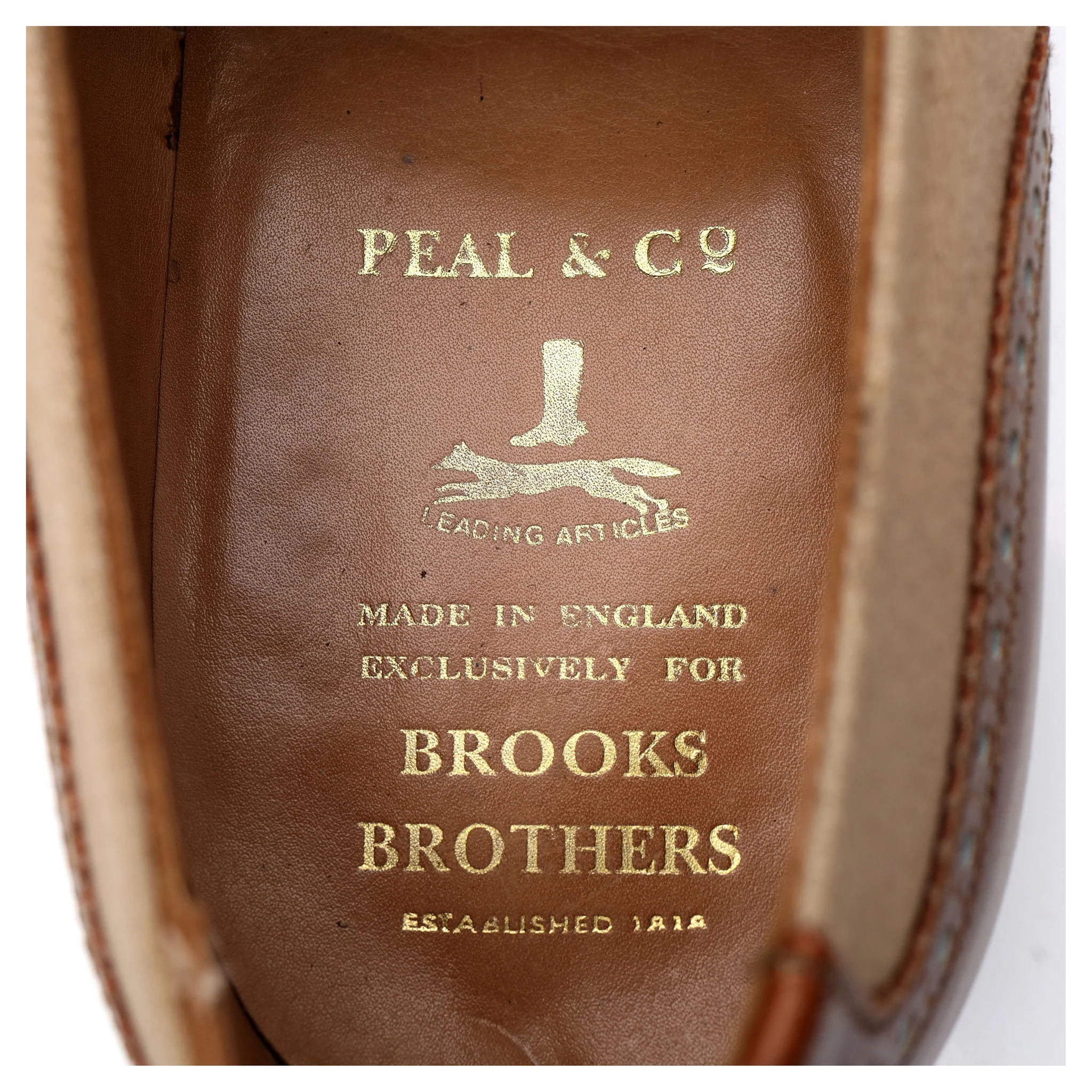 Peal & Co Tan Brown Leather Oxford Spectator Brogues UK 9 US 10 - Image 6