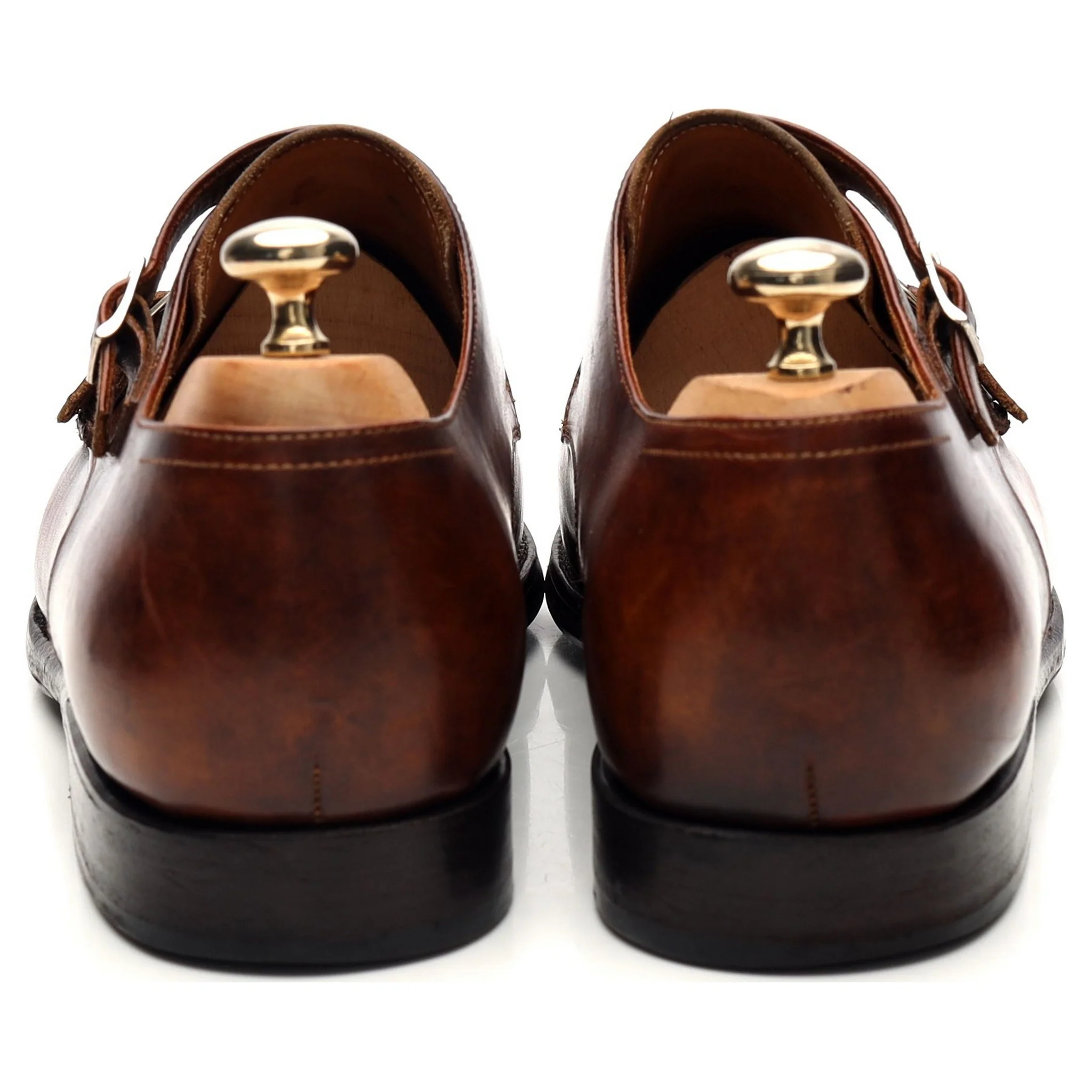 'Rennan' Tan Brown Patina Leather Double Monk Strap UK 8 - Image 4