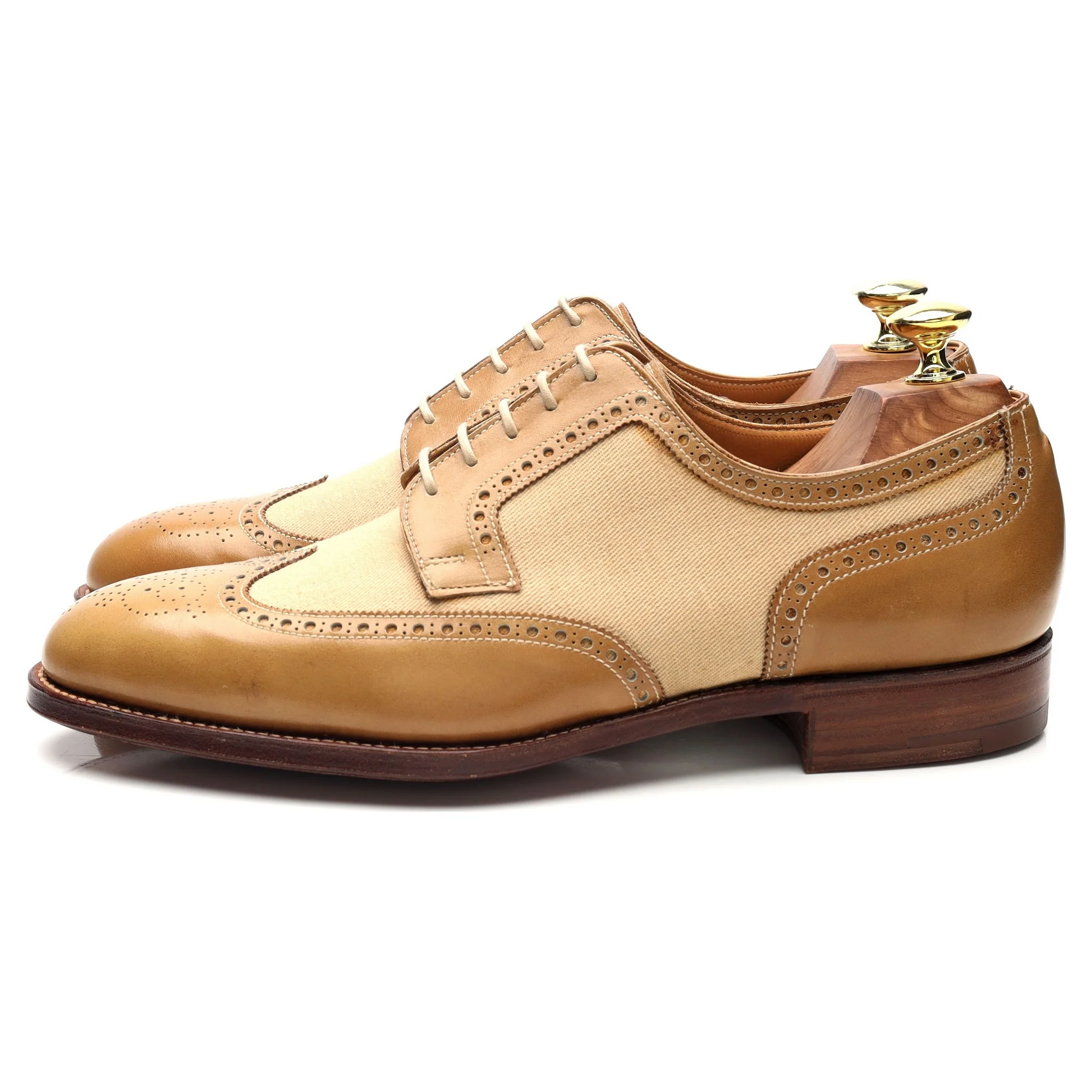 'Havant 2' Light Tan Brown Leather Spectator Derby Brogues UK 7.5 E - Image 3